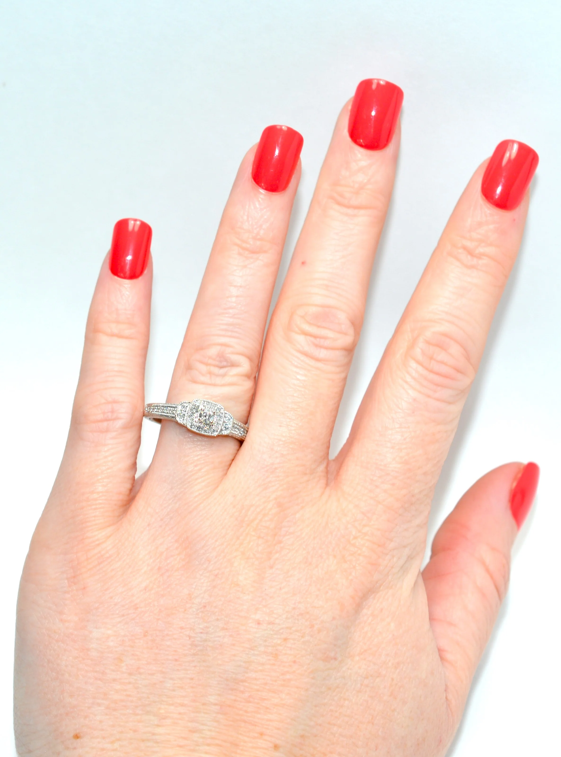 Natural Diamond Ring 10K White Gold .27tcw Engagement Ring Wedding Bridal Jewel - Image 2