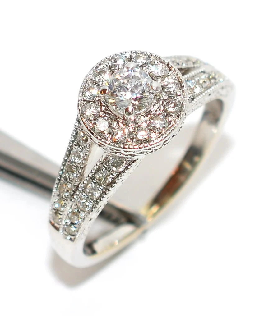 Natural Diamond Ring 14K Solid White Gold .64tcw Engagement Ring Wedding Ring Bridal Jewelry Anniversary Ring Cocktail Ring Designer Ring - Image 4