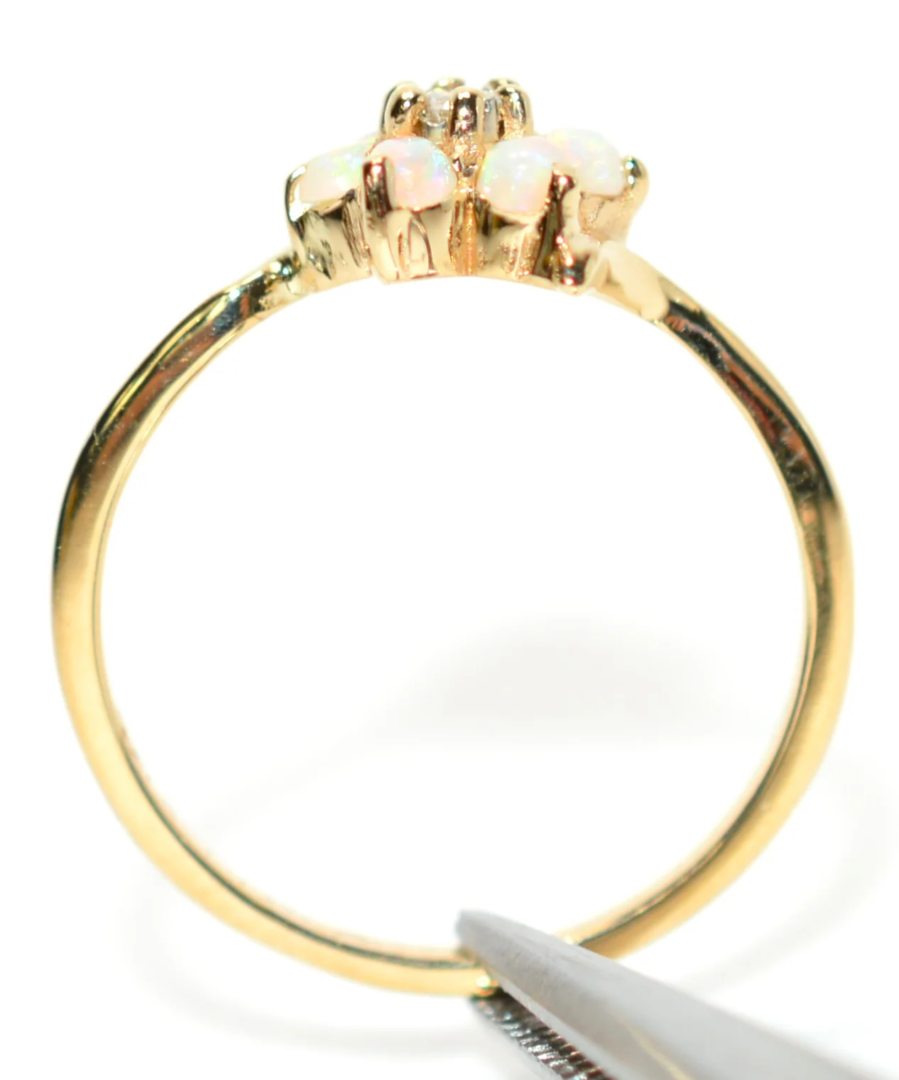 Natural Ethiopian Opal & Diamond Ring 10K Solid Gold .15tcw Gemstone Ring Opal Ring October Birthstone Ring Cocktail Ring Engagement Ring - Image 3