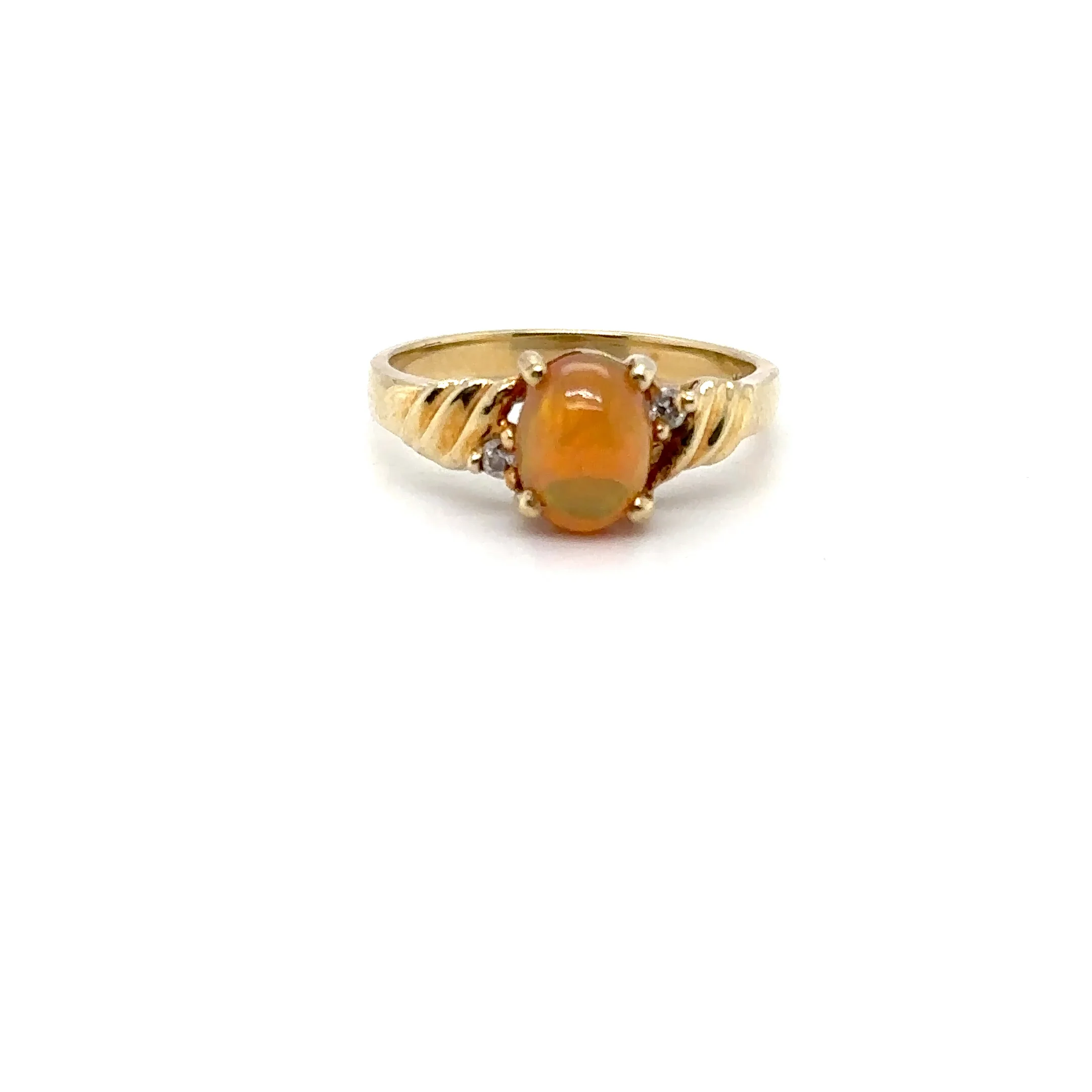 Natural Ethiopian Welo Fire Opal & Diamond Ring 14kt Solid Gold 1.13tcw October Birthstone Ring - Image 8