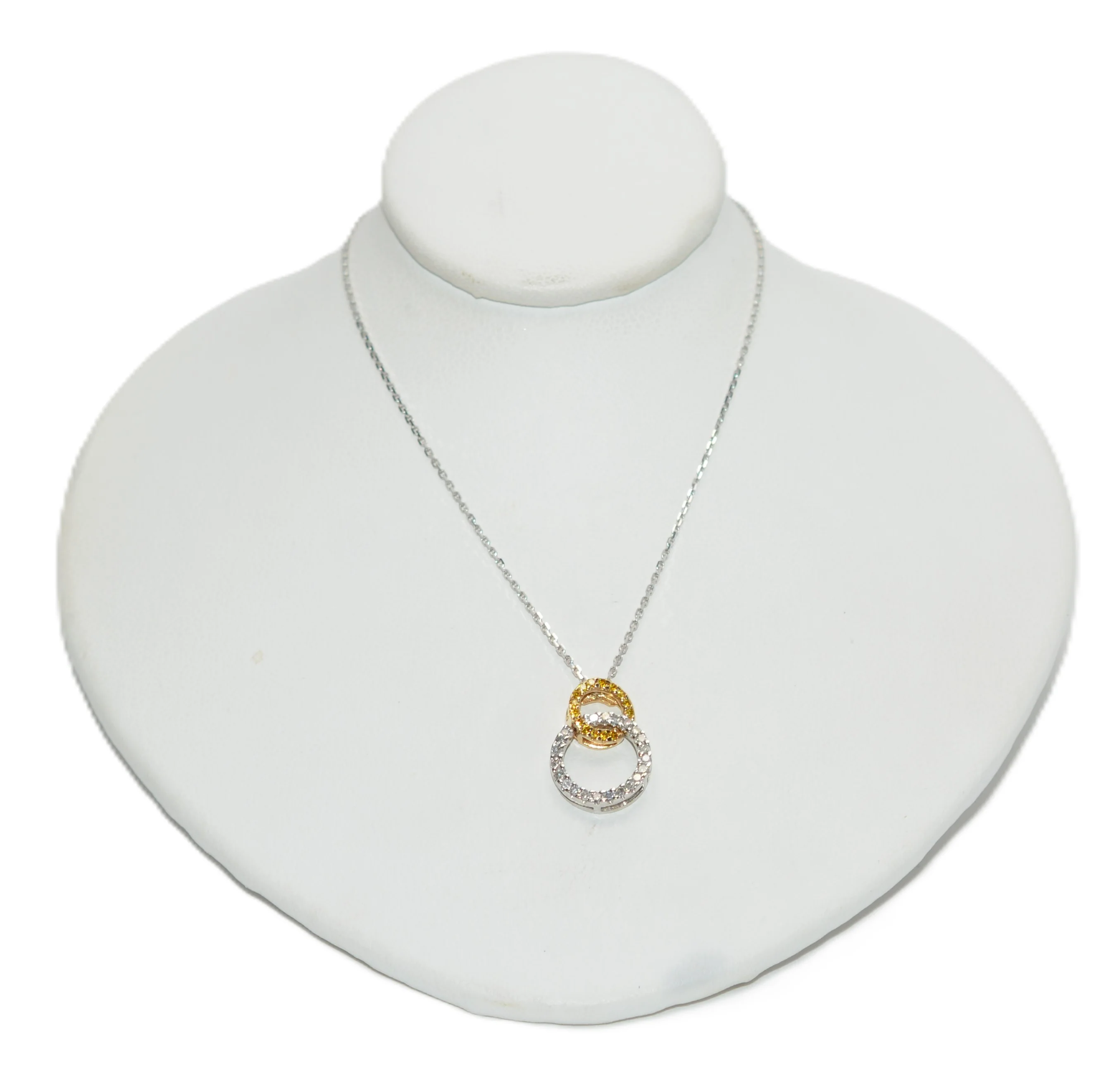 Natural Fancy Yellow Diamond Necklace 14K White Gold .29tcw Pave Pendant Necklace Statement Necklace Diamond Pendant Estate Jewelry Women's