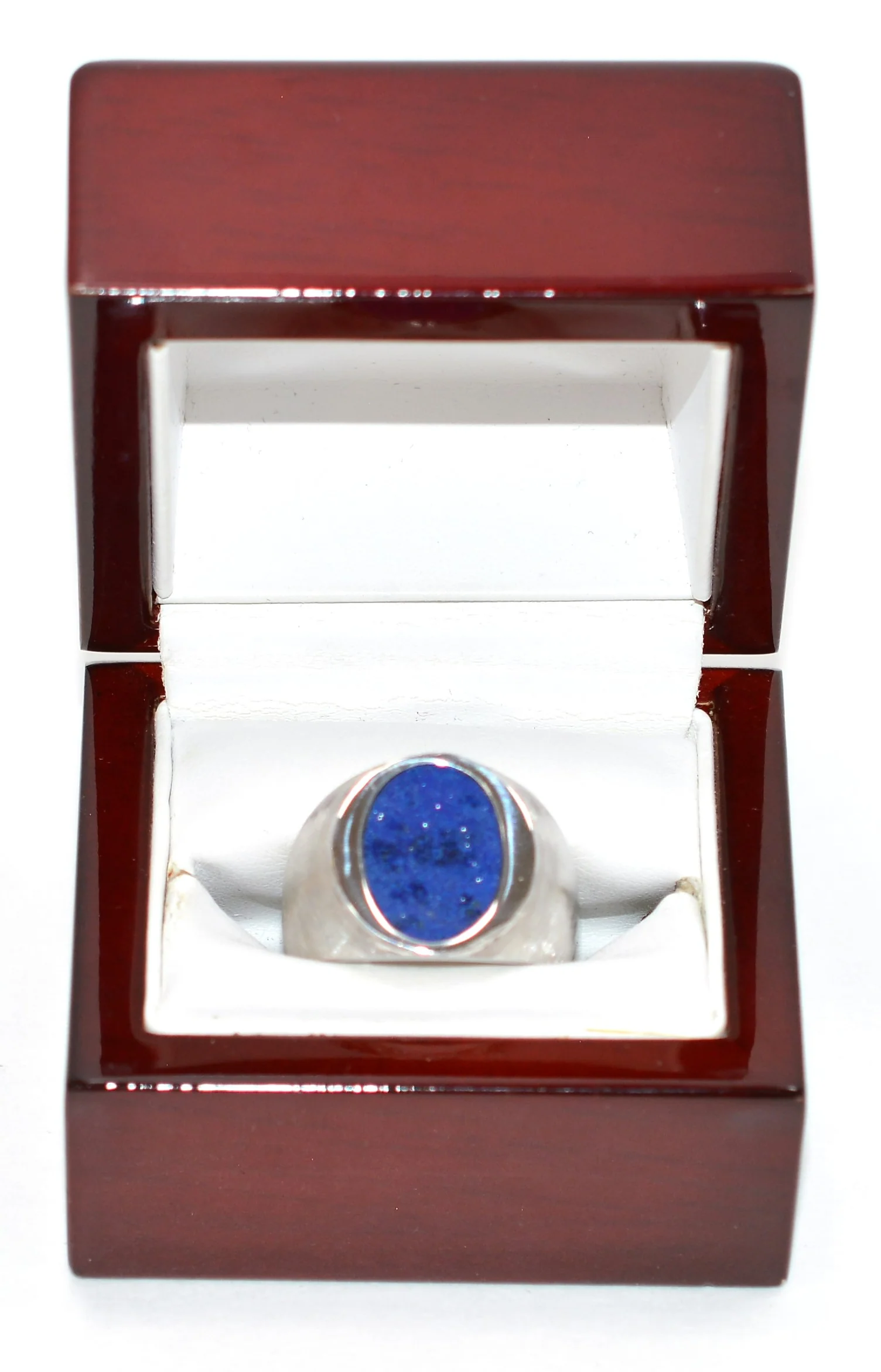 Natural Lapis Lazuli Ring 14K Solid White Gold Ring Men's Ring Statement Ring Cocktail Ring Gemstone Ring Blue Ring Vintage Ring Estate Ring - Image 11