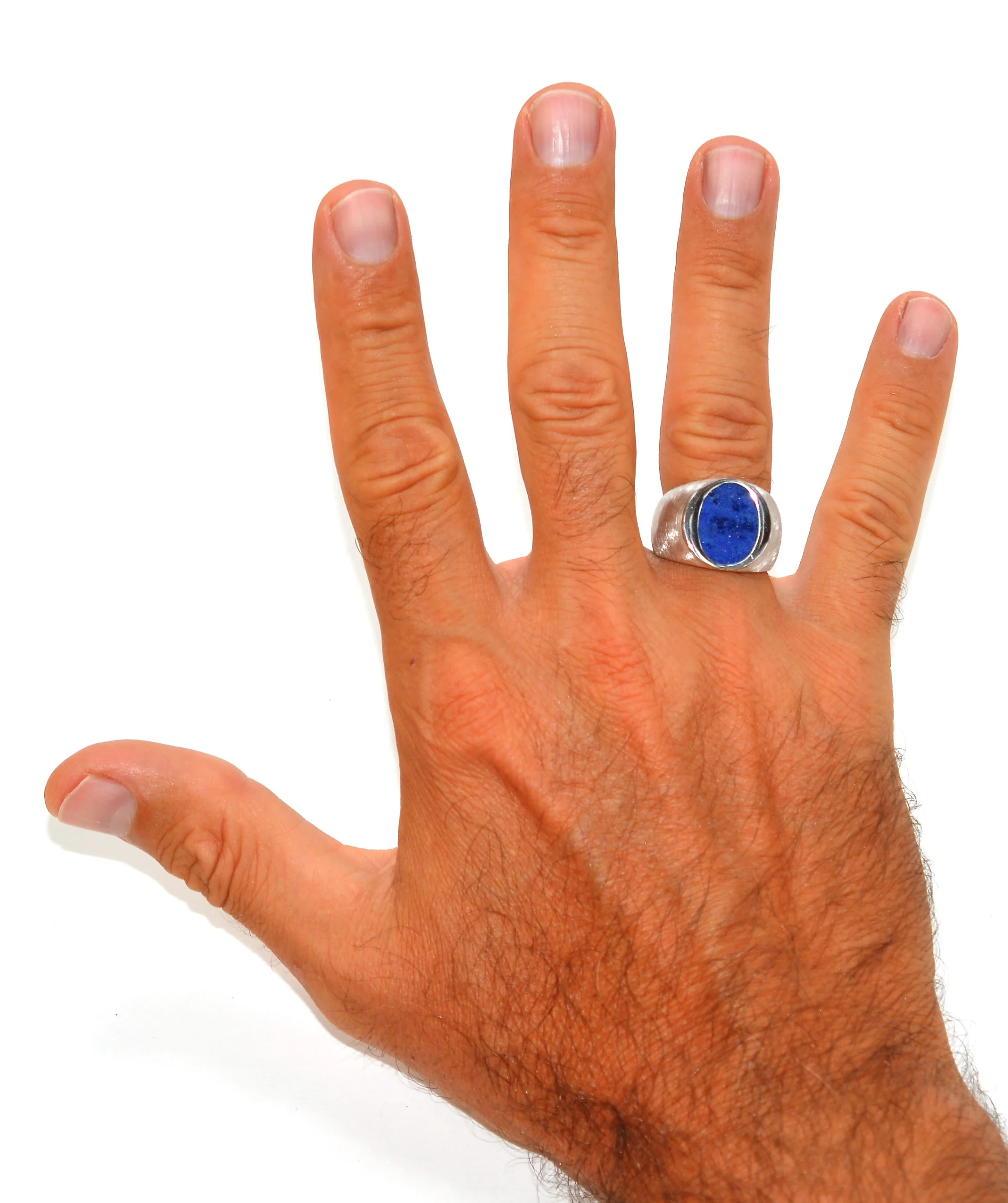 Natural Lapis Lazuli Ring 14K Solid White Gold Ring Men's Ring Statement Ring Cocktail Ring Gemstone Ring Blue Ring Vintage Ring Estate Ring - Image 2
