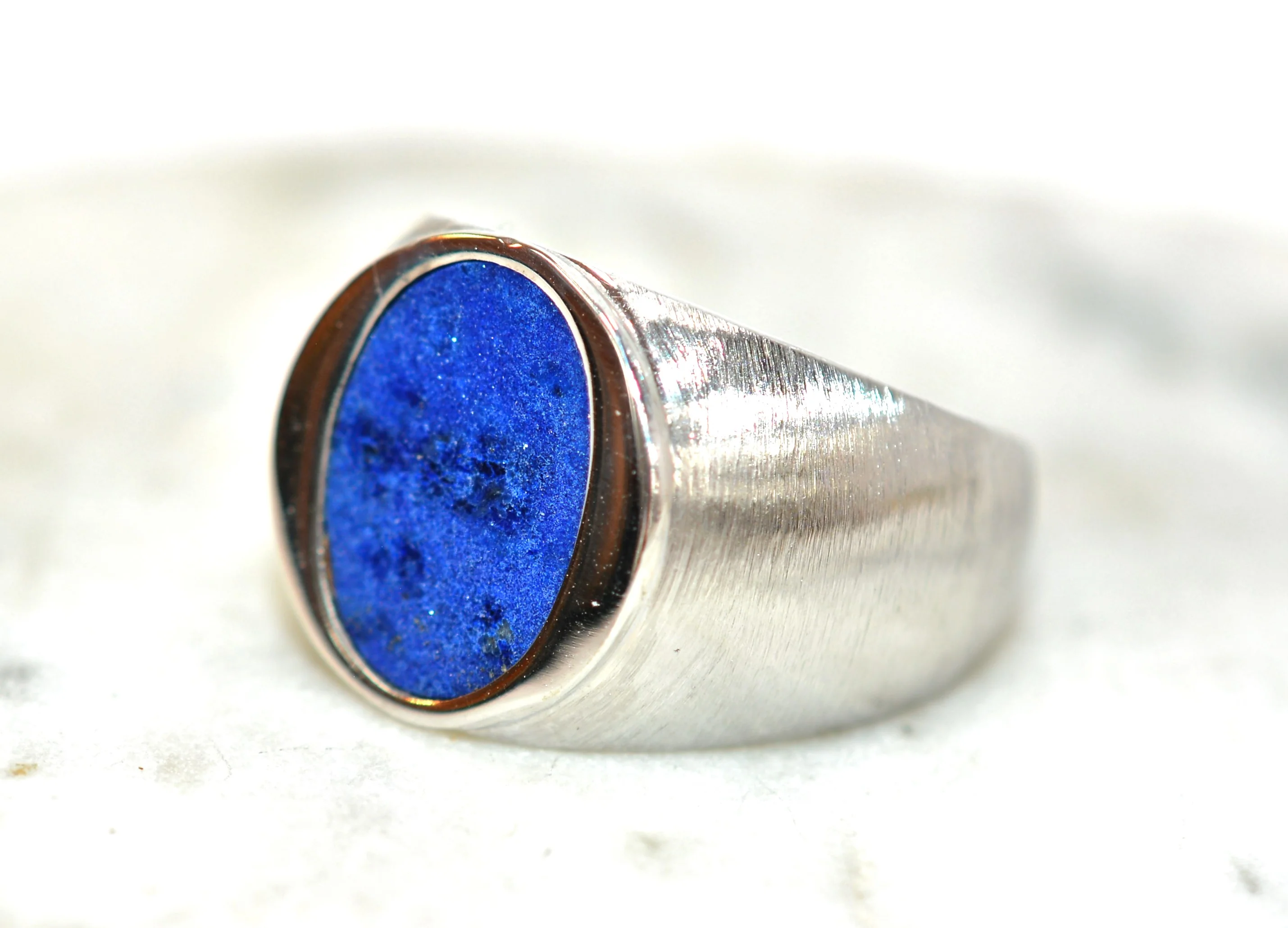 Natural Lapis Lazuli Ring 14K Solid White Gold Ring Men's Ring Statement Ring Cocktail Ring Gemstone Ring Blue Ring Vintage Ring Estate Ring - Image 8