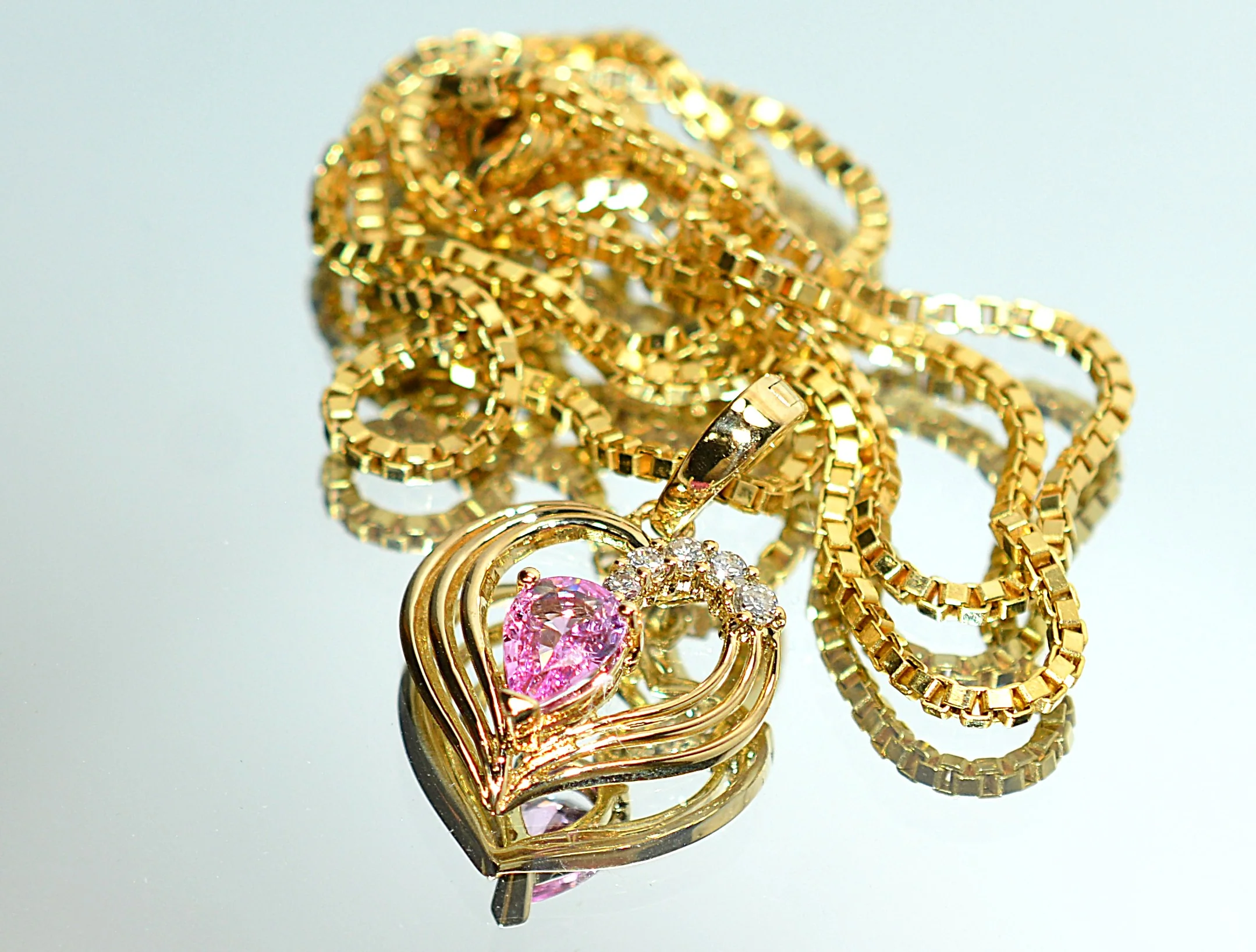Natural Padparadscha Sapphire & Diamond Necklace 18K Gold .74tcw Sapphire Necklace Pink Pendant Necklace Gemstone Necklace Heart Birthstone - Image 6