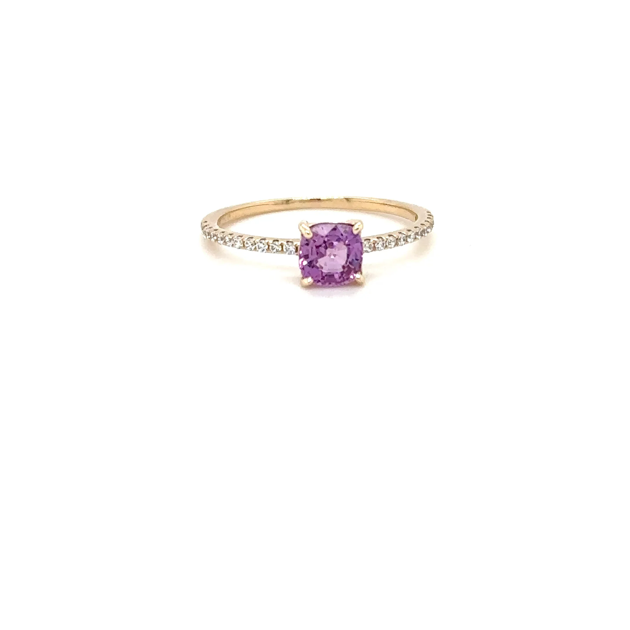 Natural Padparadscha Sapphire & Diamond Ring .65tcw 14K Solid Gold Ring Pink Engagement Ring Bridal Wedding Anniversary Jewelry - Image 8