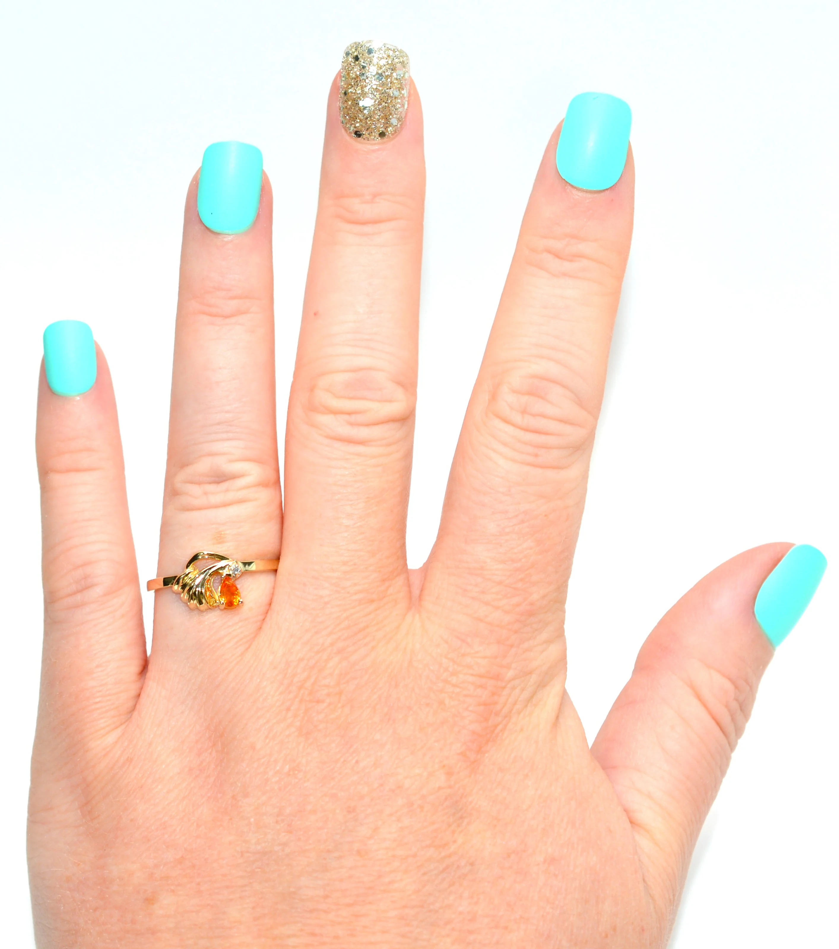 Natural Padparadscha Sapphire & Diamond Ring 10K Gold .24tcw Promise Ring Ladies Statement Orange Gemstone Ring September Birthstone - Image 2