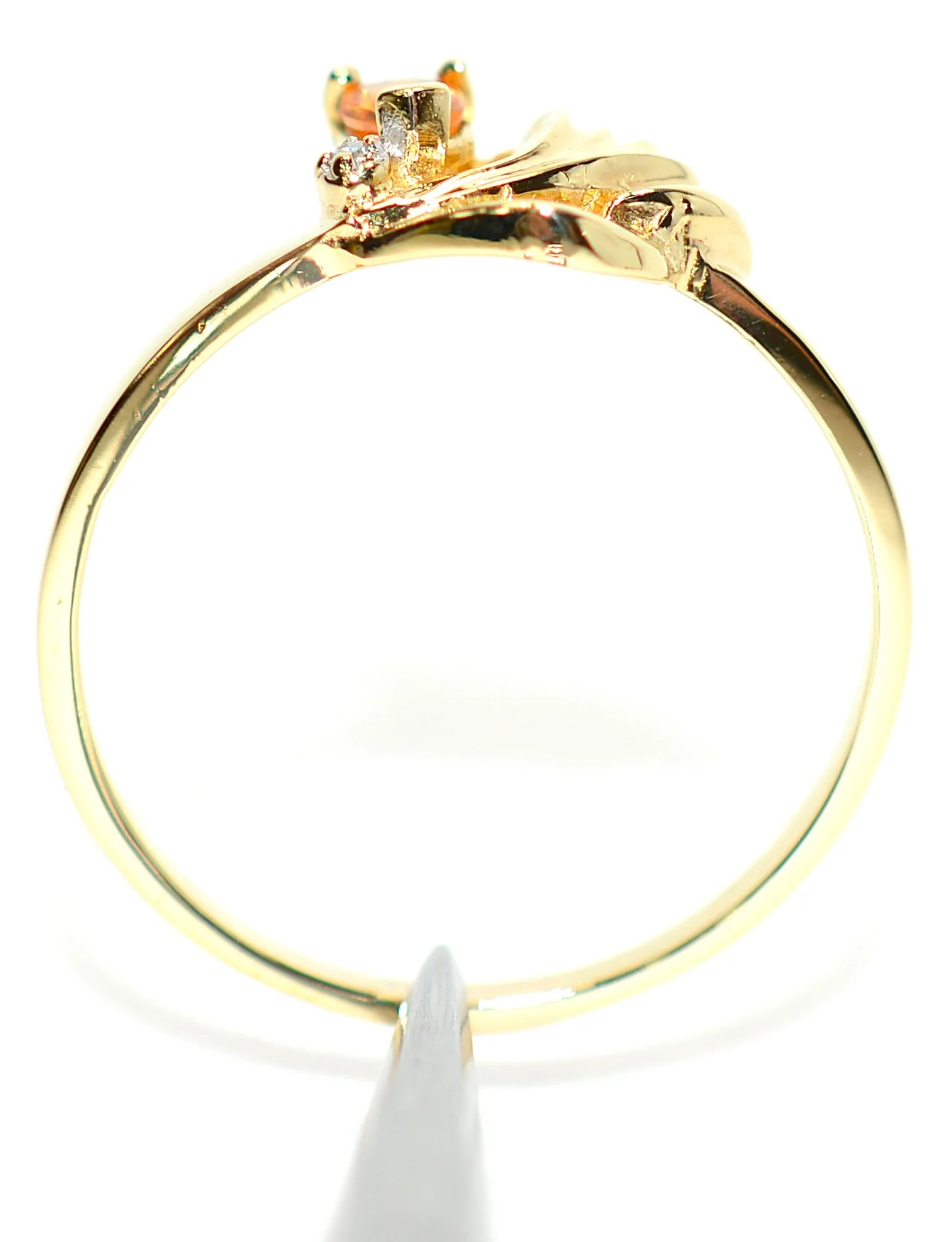 Natural Padparadscha Sapphire & Diamond Ring 10K Gold .24tcw Promise Ring Ladies Statement Orange Gemstone Ring September Birthstone - Image 3