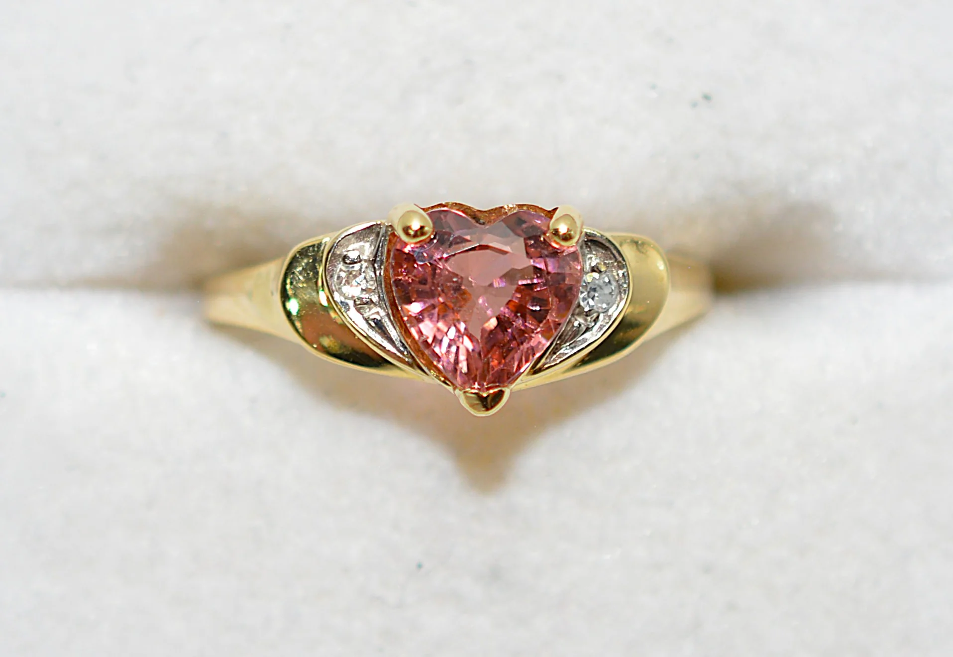 Natural Padparadscha Sapphire & Diamond Ring 14K Gold .88tcw Heart Gemstone Pink Ring September Birthstone Promise Ring Anniversary Ring - Image 5