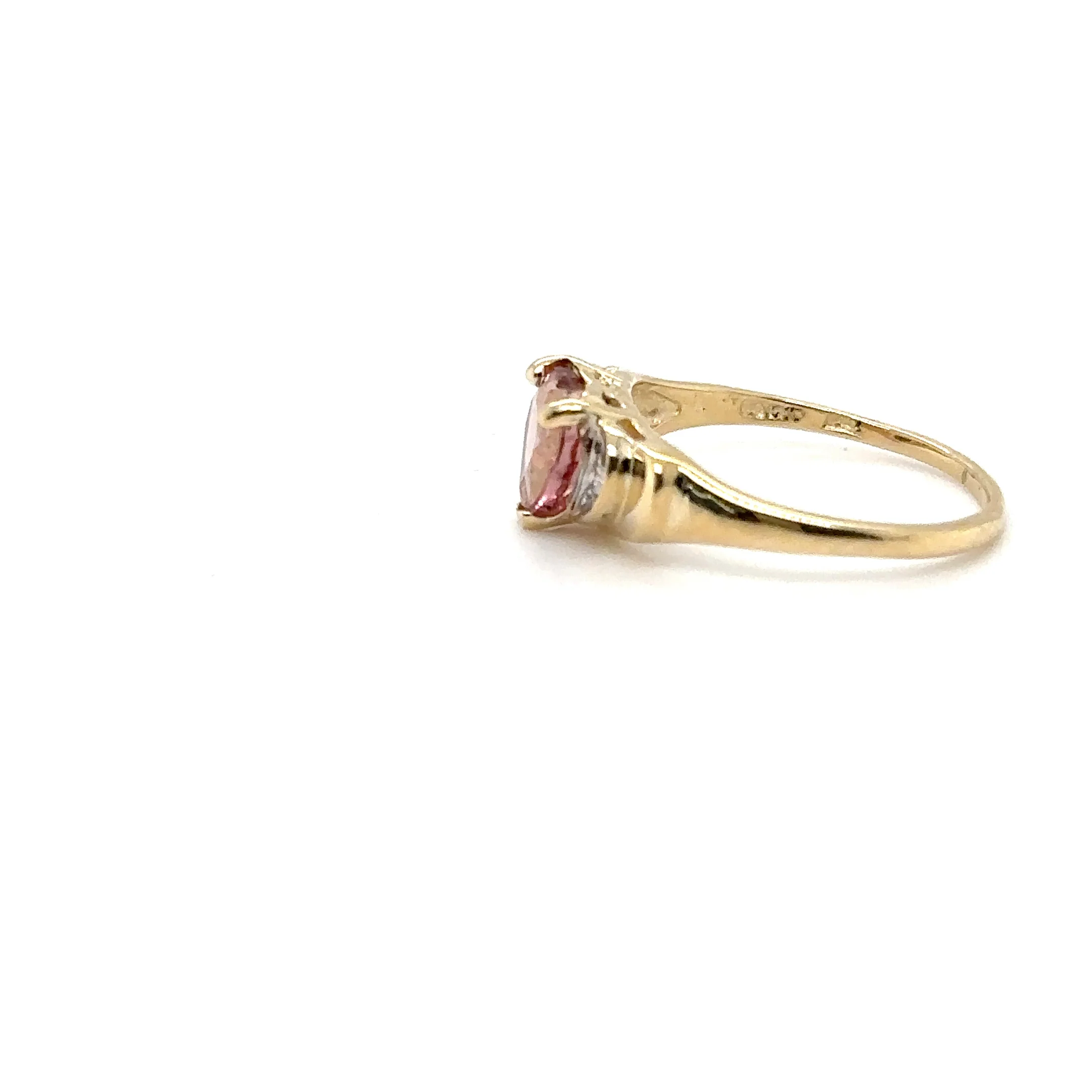 Natural Padparadscha Sapphire & Diamond Ring 14K Gold .88tcw Heart Gemstone Pink Ring September Birthstone Promise Ring Anniversary Ring - Image 9
