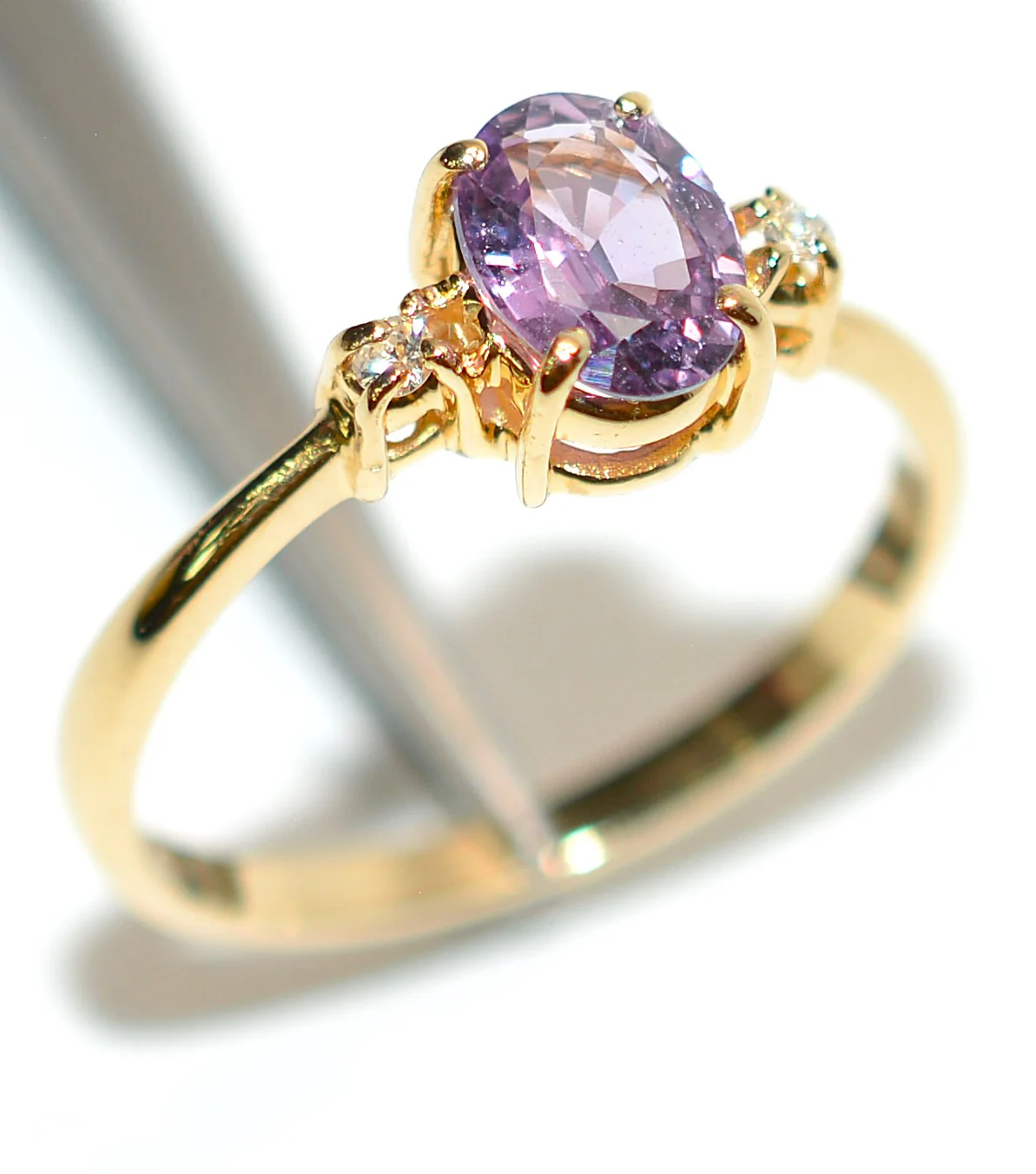 Natural Padparadscha Sapphire & Diamond Ring 14K Gold .90tcw Promise Ring Ladies Statement Pink Gemstone Ring September Birthstone - Image 4