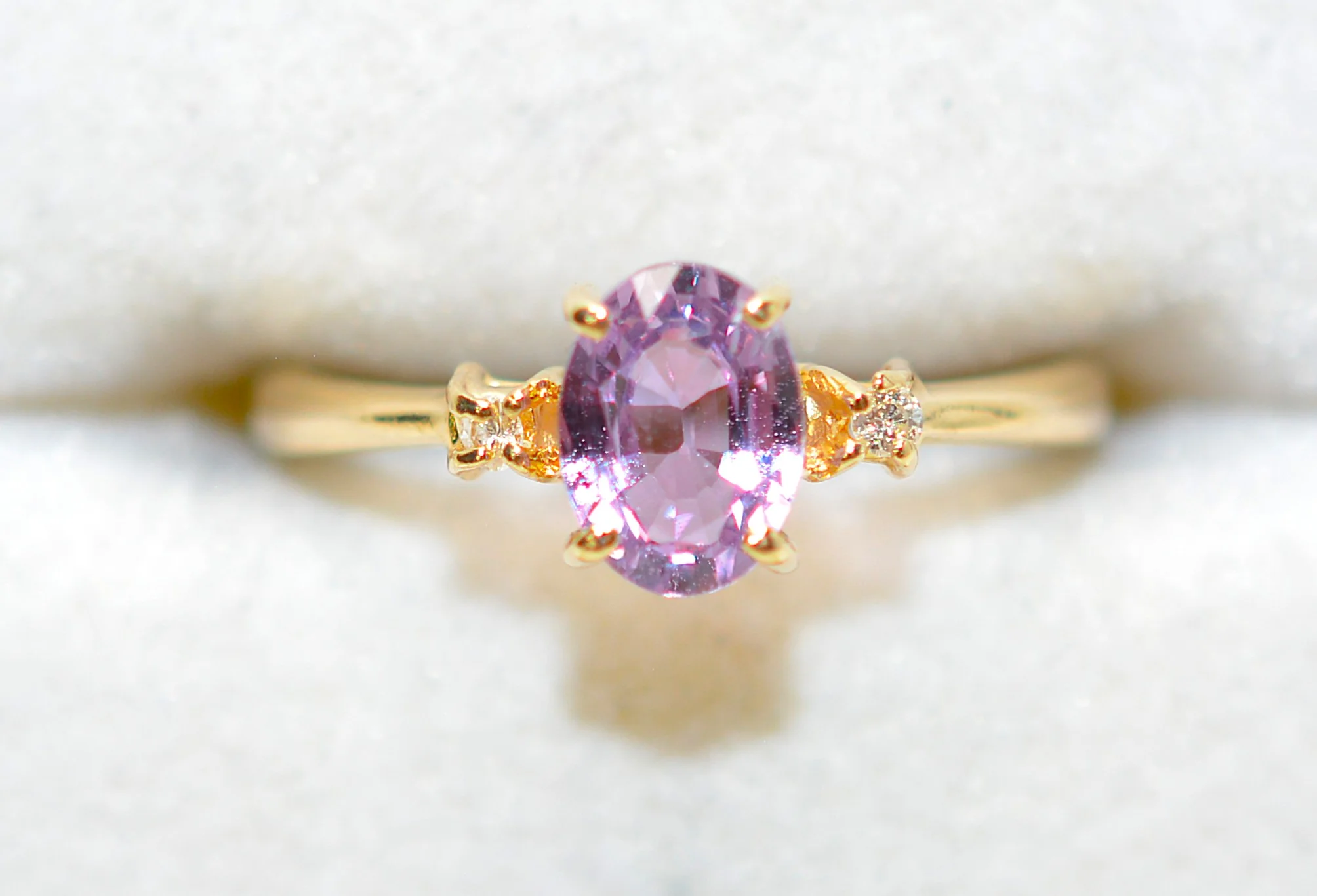Natural Padparadscha Sapphire & Diamond Ring 14K Gold .90tcw Promise Ring Ladies Statement Pink Gemstone Ring September Birthstone - Image 5