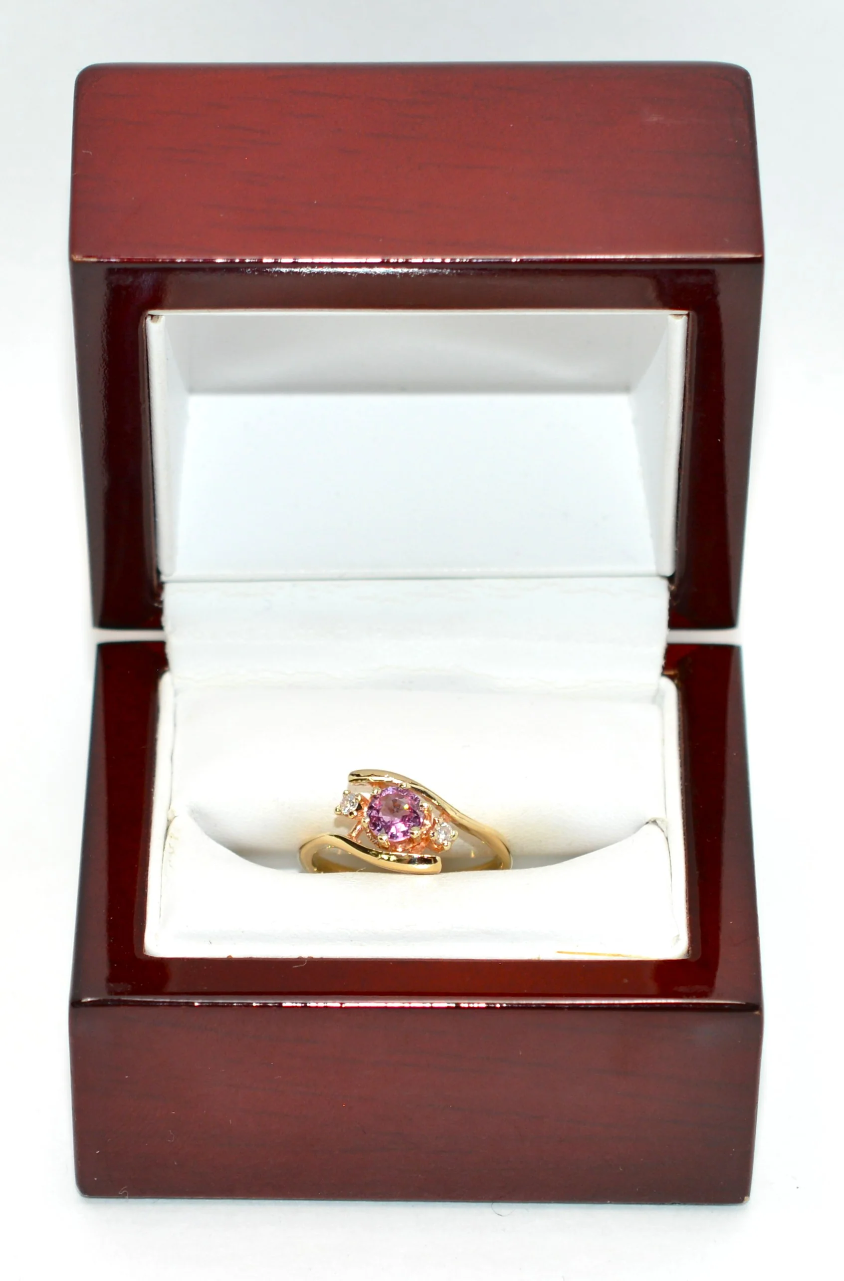 Natural Padparadscha Sapphire & Diamond Ring 14K Solid Gold .52tcw Gemstone Ring Women's Ring Fine Jewelry Statement Ring Birthstone Ring - Image 11