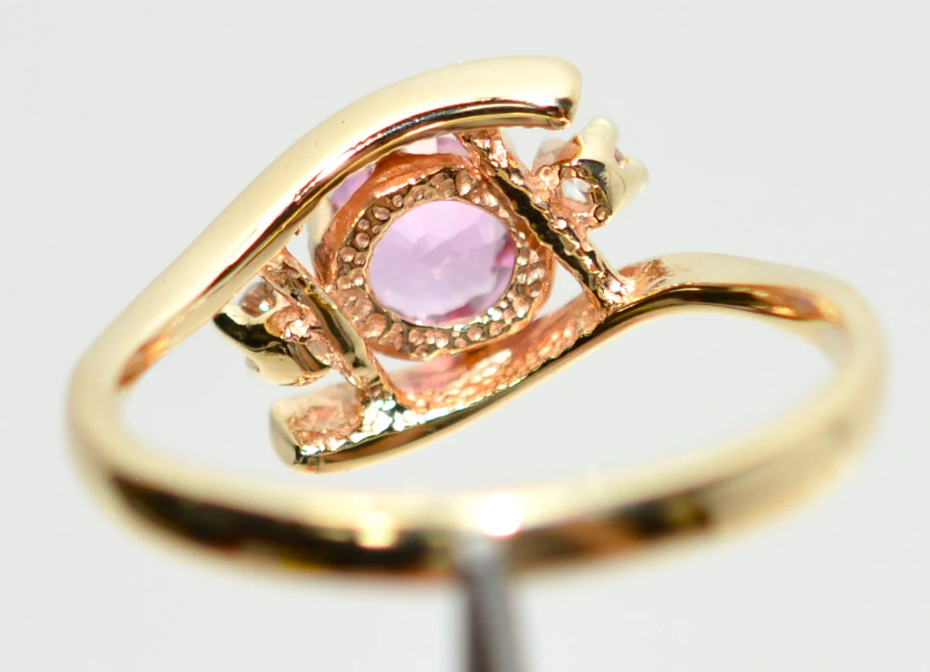Natural Padparadscha Sapphire & Diamond Ring 14K Solid Gold .52tcw Gemstone Ring Women's Ring Fine Jewelry Statement Ring Birthstone Ring - Image 6