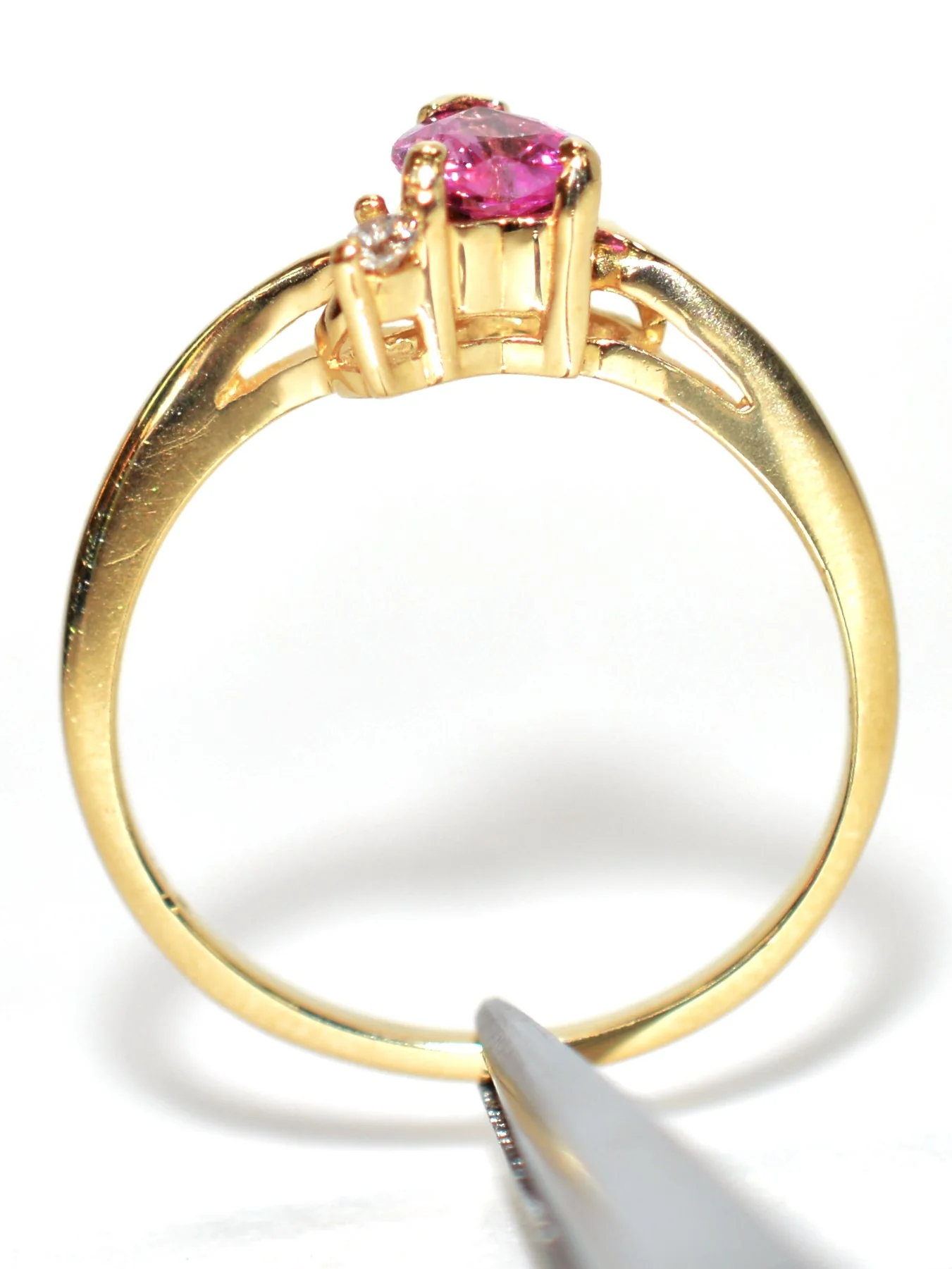 Natural Padparadscha Sapphire & Diamond Ring 14K Solid Gold .68tcw Heart Ring Birthstone Ring Promise Ring Engagement Ring Bridal Jewelry - Image 3
