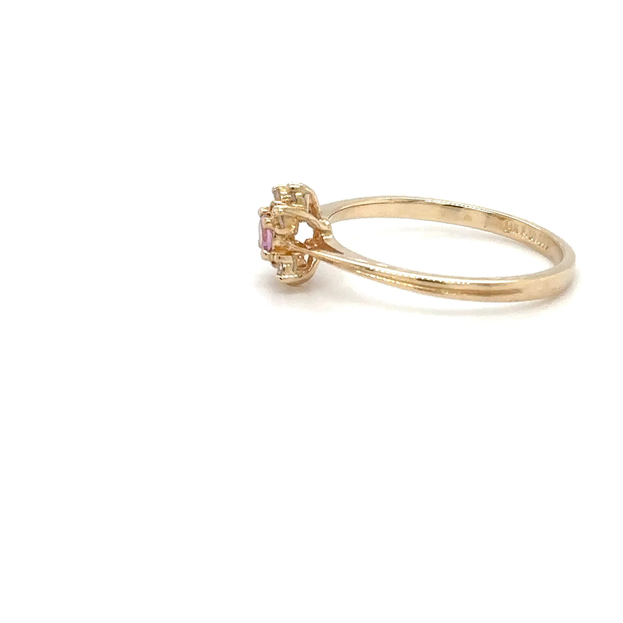 Natural Padparadscha Sapphire & Diamond Ring 14K Solid Gold .19tcw Diamond Halo Rink Pink Gemstone Ring September Birthstone Promise Ring - Image 14