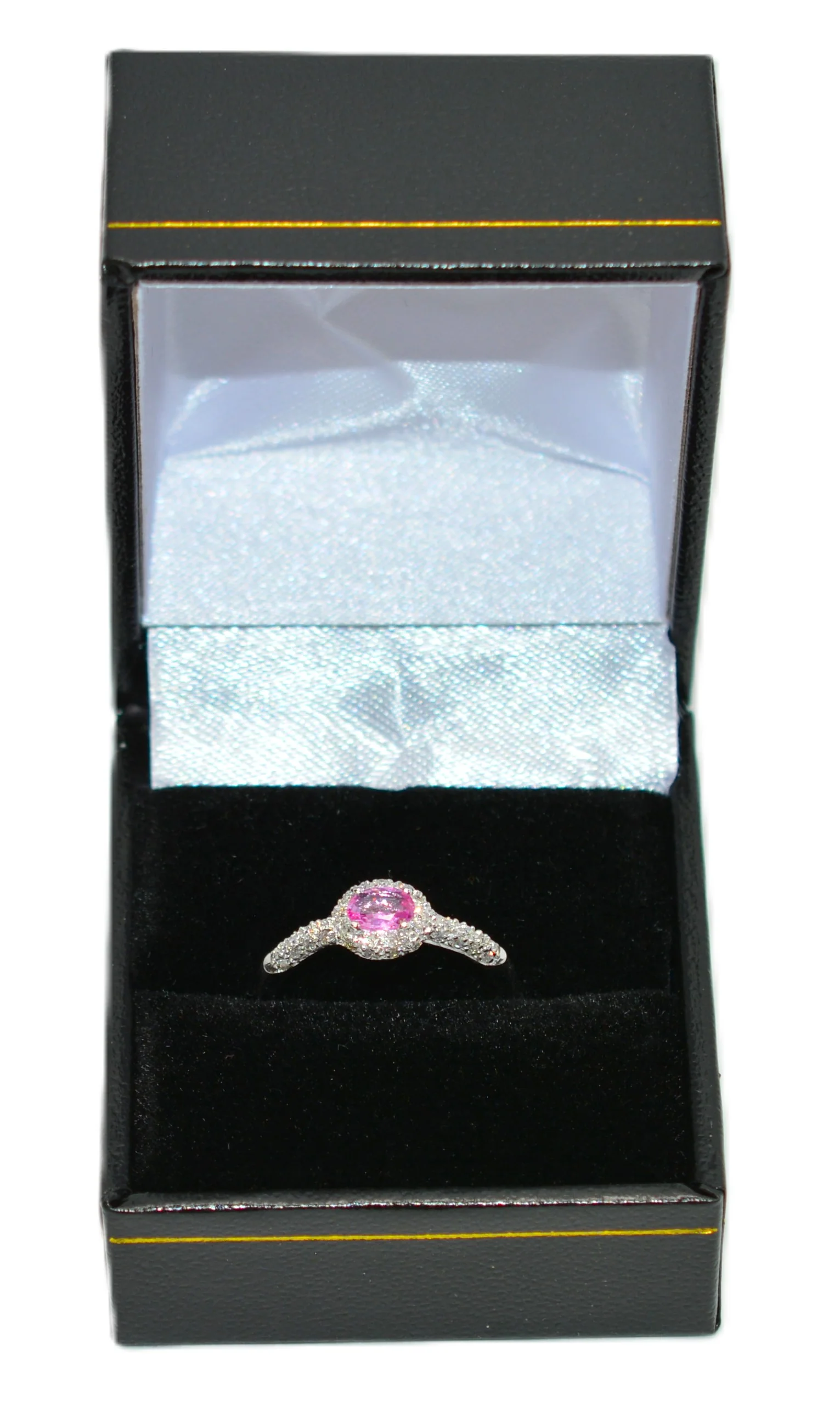 Natural Padparadscha Sapphire & Diamond Ring 14K White Gold .80tcw Engagement Wedding Bridal Jewelry Pave Ring Bridal Promise Ring - Image 12