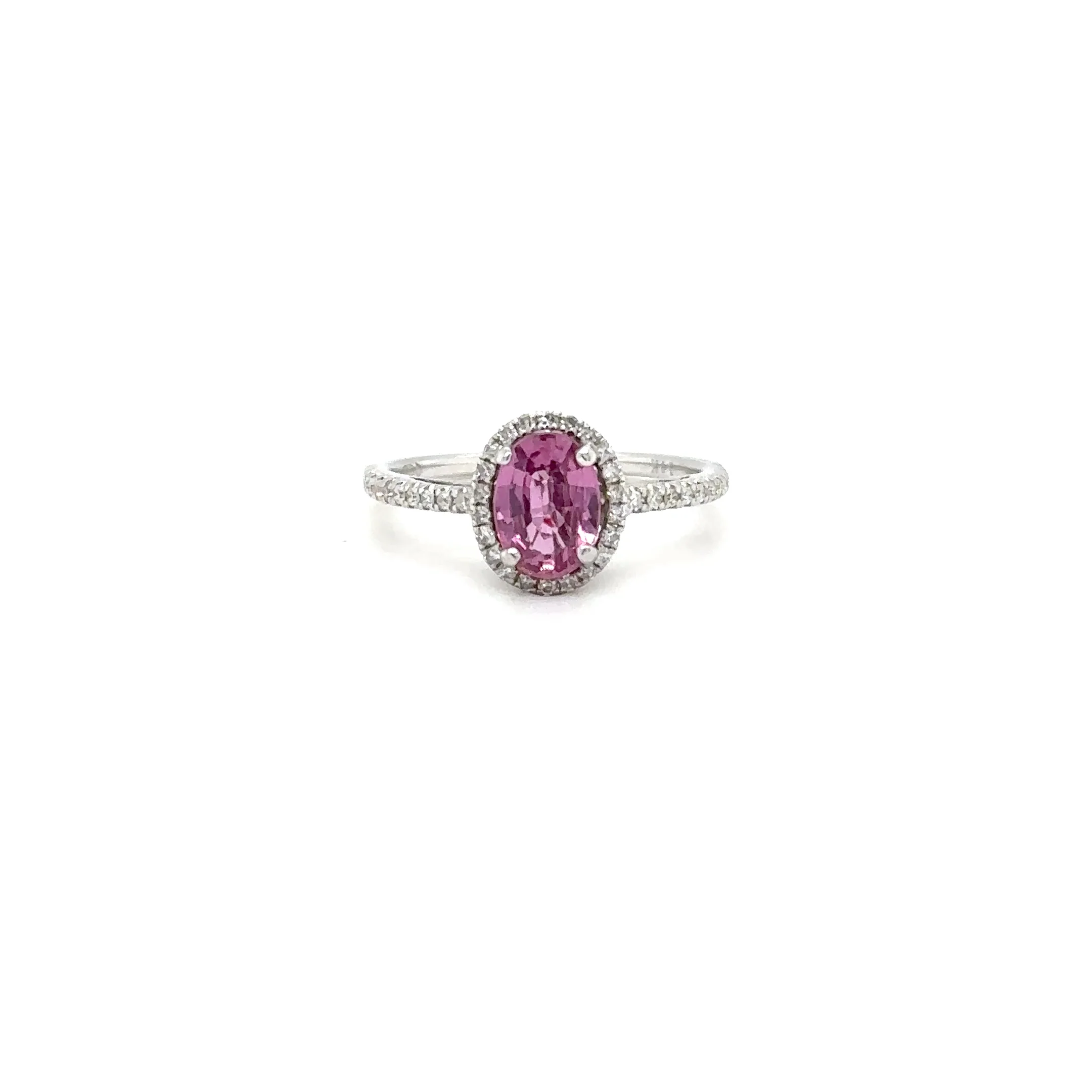 Natural Padparadscha Sapphire & Diamond Ring 14K White Gold 1.40tcw Engagement Wedding Bridal Jewelry Pave Ring Bridal Promise Ring Pink Gem - Image 13