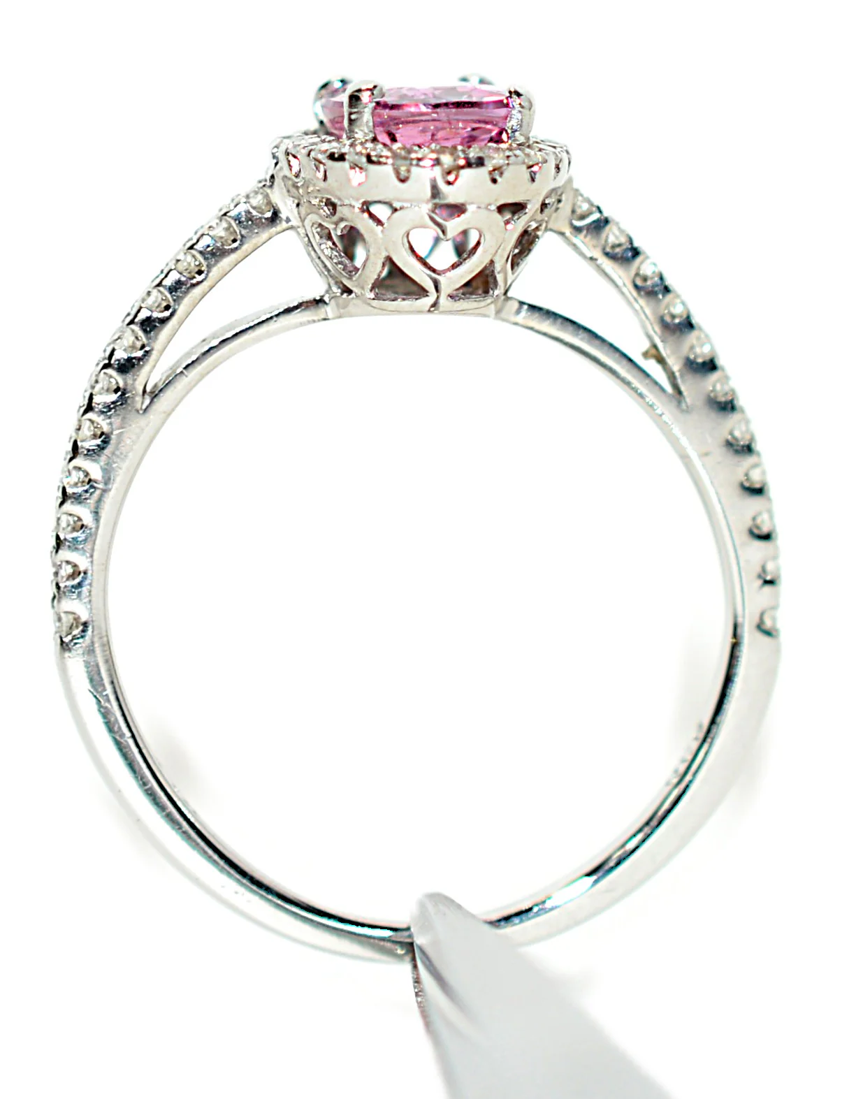 Natural Padparadscha Sapphire & Diamond Ring 14K White Gold 1.40tcw Engagement Wedding Bridal Jewelry Pave Ring Bridal Promise Ring Pink Gem - Image 3