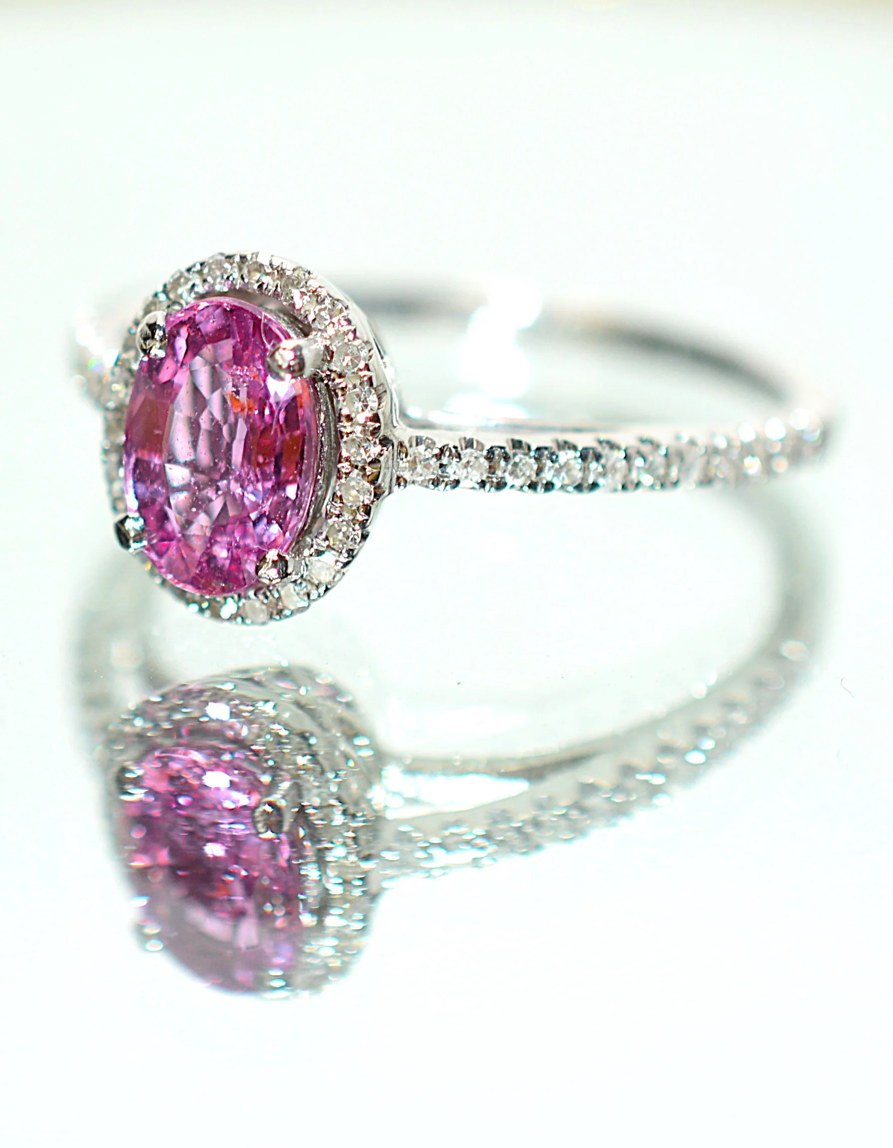 Natural Padparadscha Sapphire & Diamond Ring 14K White Gold 1.40tcw Engagement Wedding Bridal Jewelry Pave Ring Bridal Promise Ring Pink Gem - Image 8