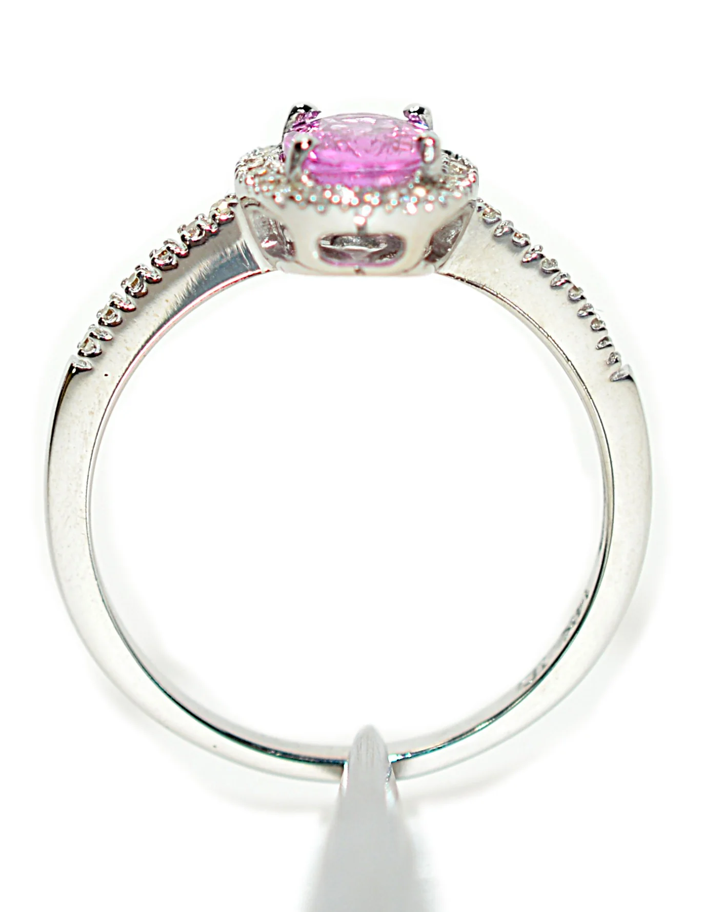 Natural Padparadscha Sapphire & Diamond Ring 14K White Gold 1.04tcw Pink Gemstone Ring Engagement Ring Birthstone Ring Statement Ring - Image 3