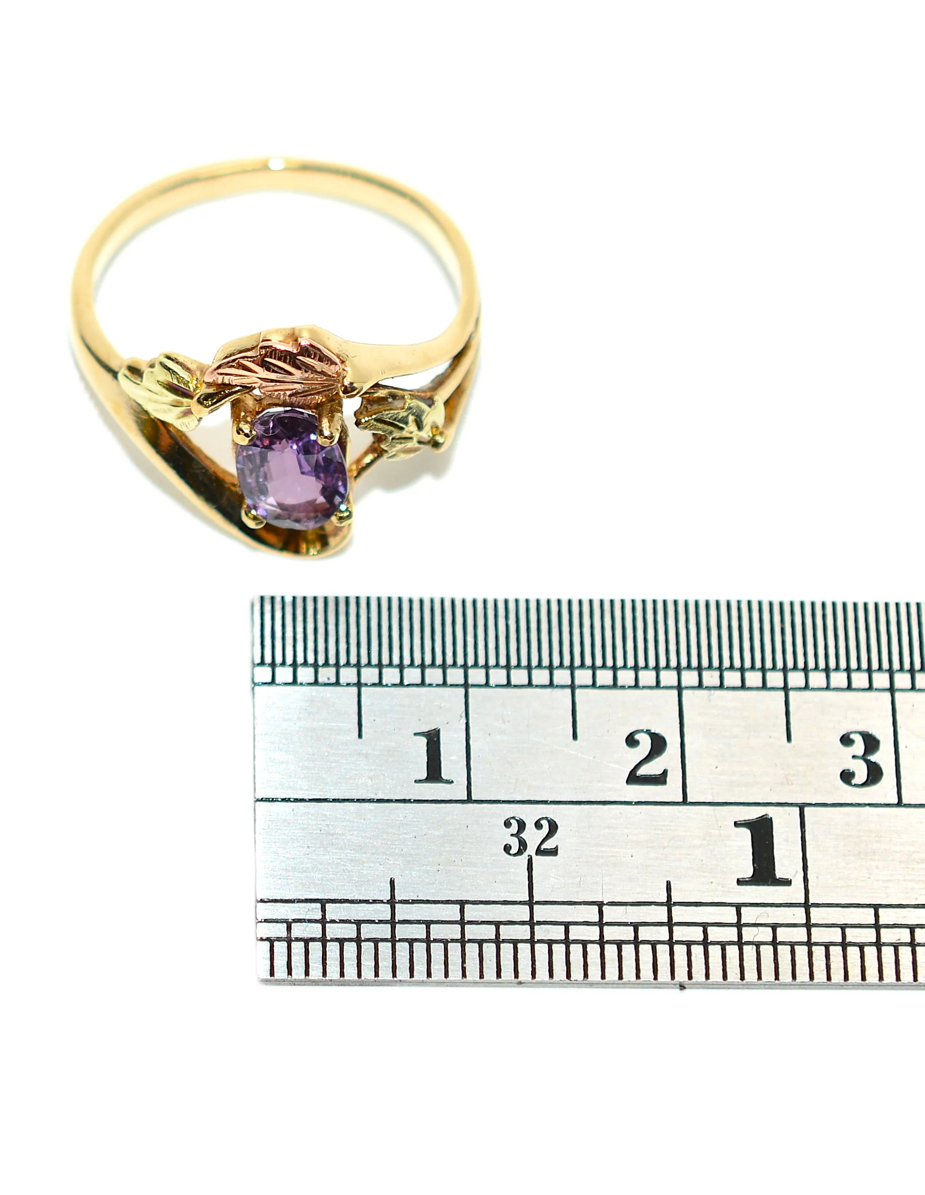 Natural Padparadscha Sapphire Ring 10K Solid Gold .91ct Gemstone Black Hills Gold Ring Mauve September Birthstone Ring Boho Leaf Nature Ring - Image 13