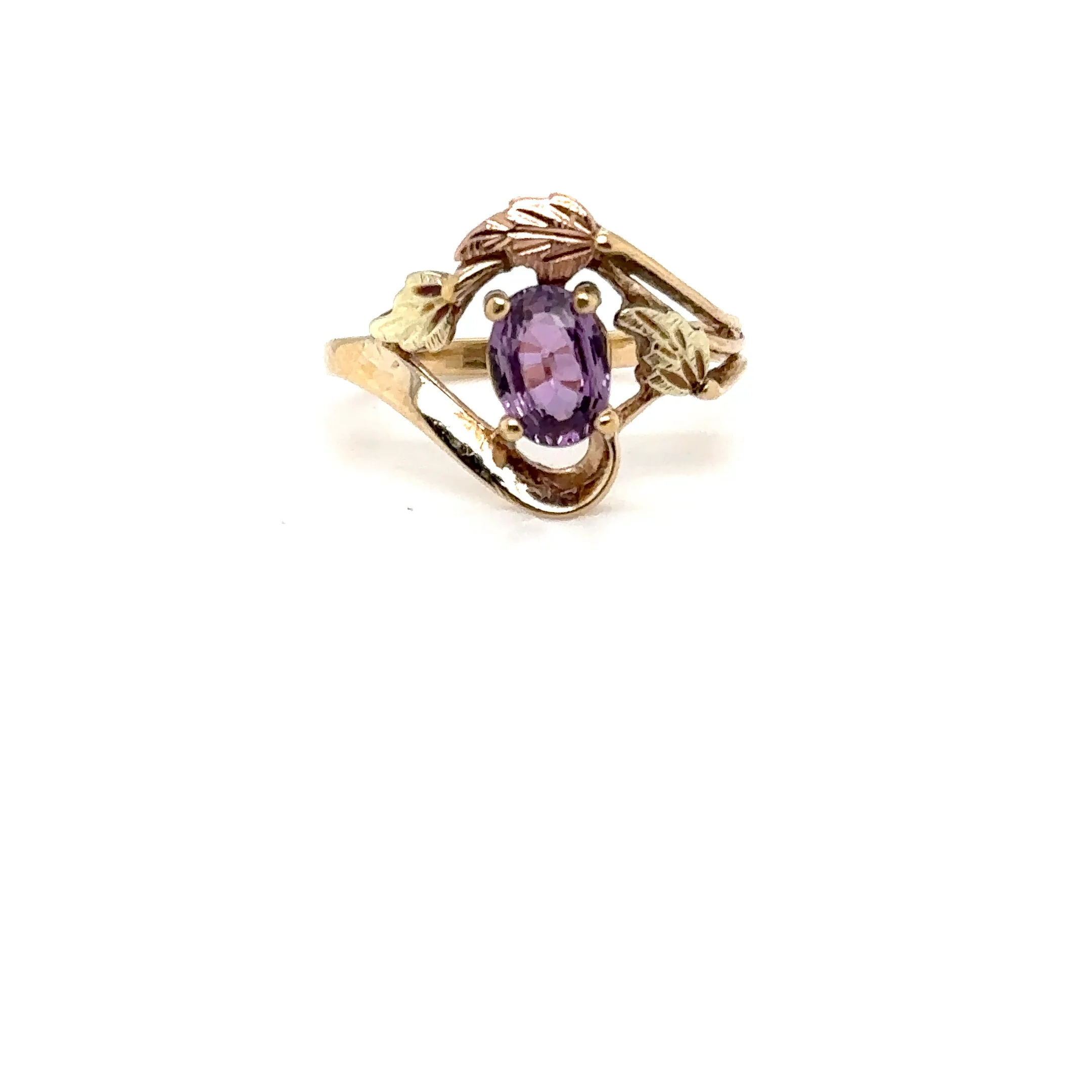 Natural Padparadscha Sapphire Ring 10K Solid Gold .91ct Gemstone Black Hills Gold Ring Mauve September Birthstone Ring Boho Leaf Nature Ring - Image 8