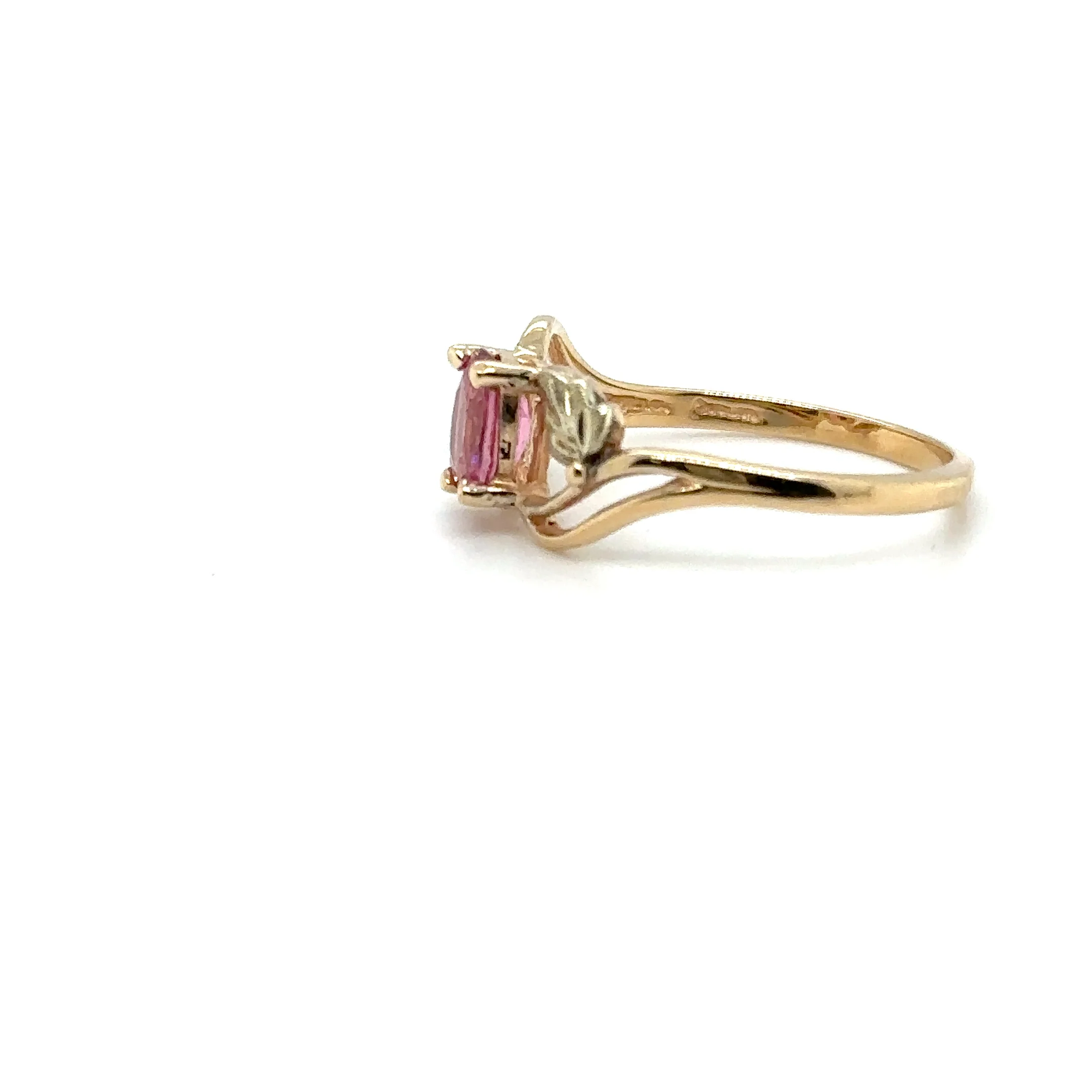Natural Padparadscha Sapphire Ring 10K Solid Gold 1.00ct Gemstone Black Hills Gold Ring September Birthstone Ring Boho Leaf Nature Ring - Image 11