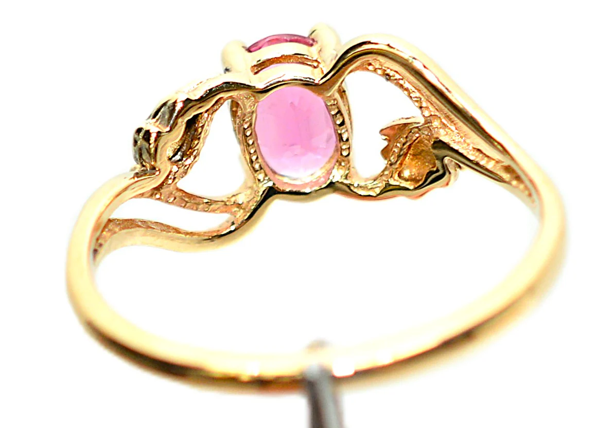 Natural Padparadscha Sapphire Ring 10K Solid Gold 1.00ct Gemstone Black Hills Gold Ring September Birthstone Ring Boho Leaf Nature Ring - Image 7