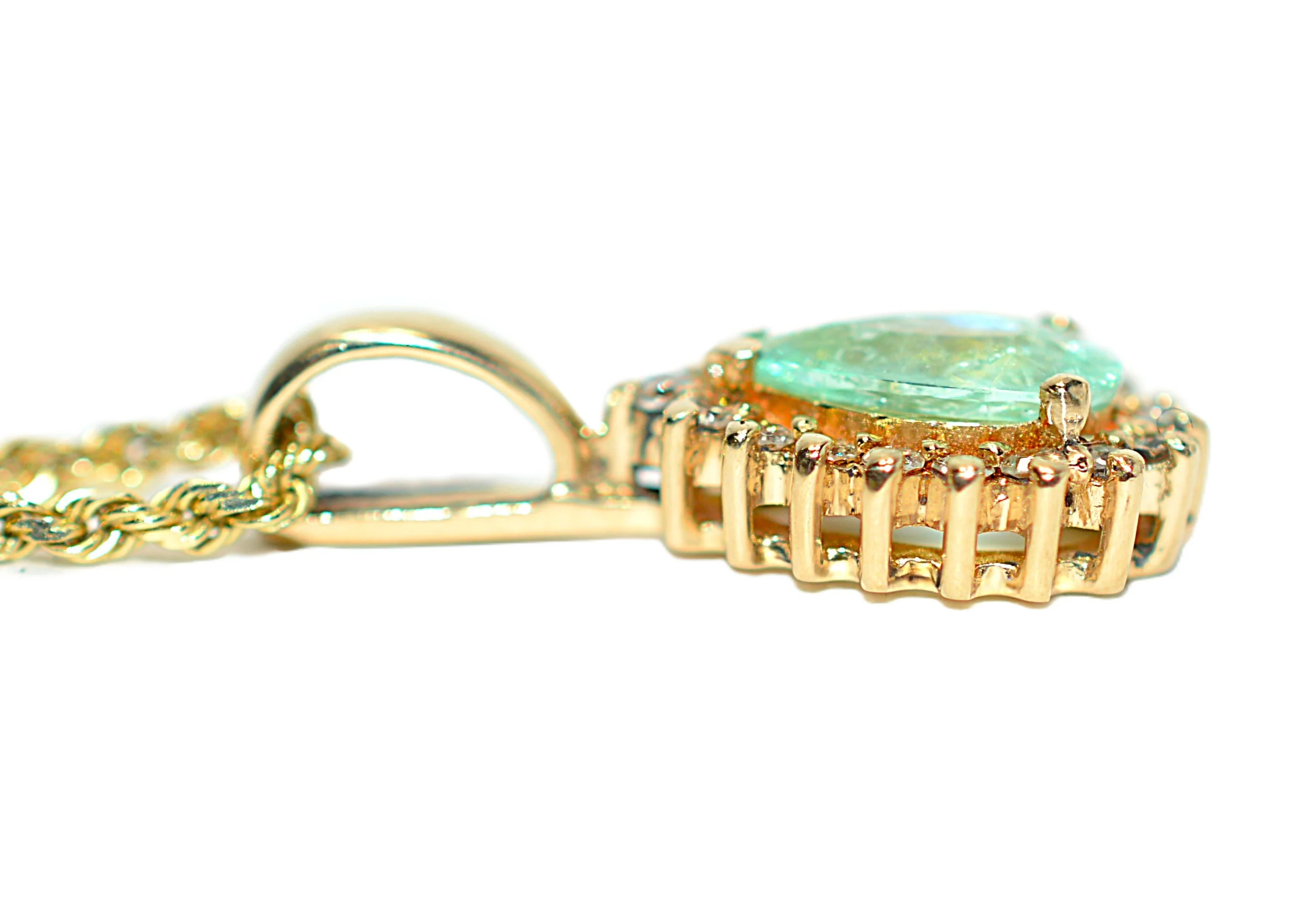 Natural Paraiba Tourmaline & Diamond Necklace 14K Solid Gold .79tcw Pendant Necklace Paraiba Necklace Tourmaline Necklace Estate - Image 6