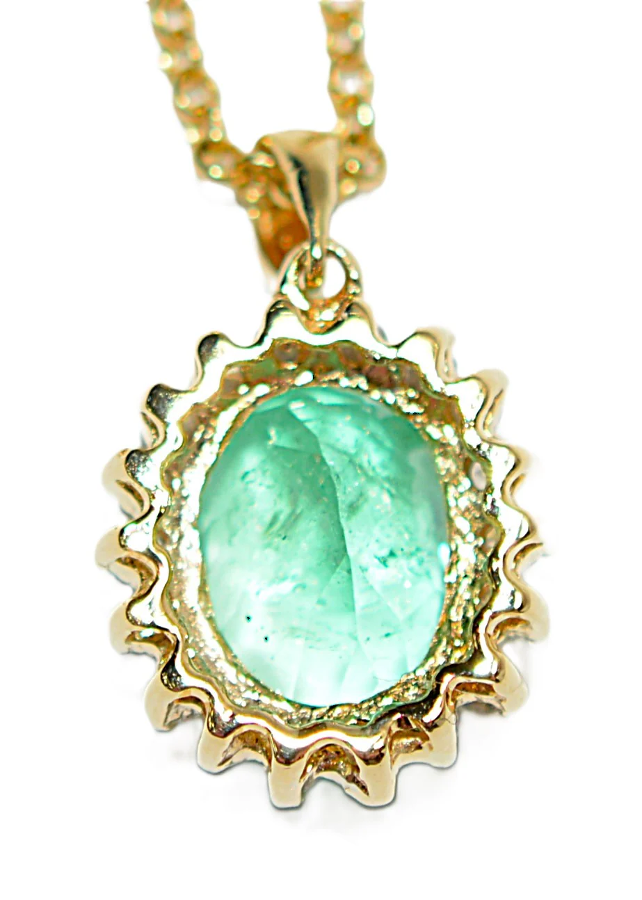 Natural Paraiba Tourmaline & Diamond Necklace 14K Solid Gold 2.56tcw Pendant Necklace Paraiba Necklace Tourmaline Necklace Estate Green Gem - Image 6