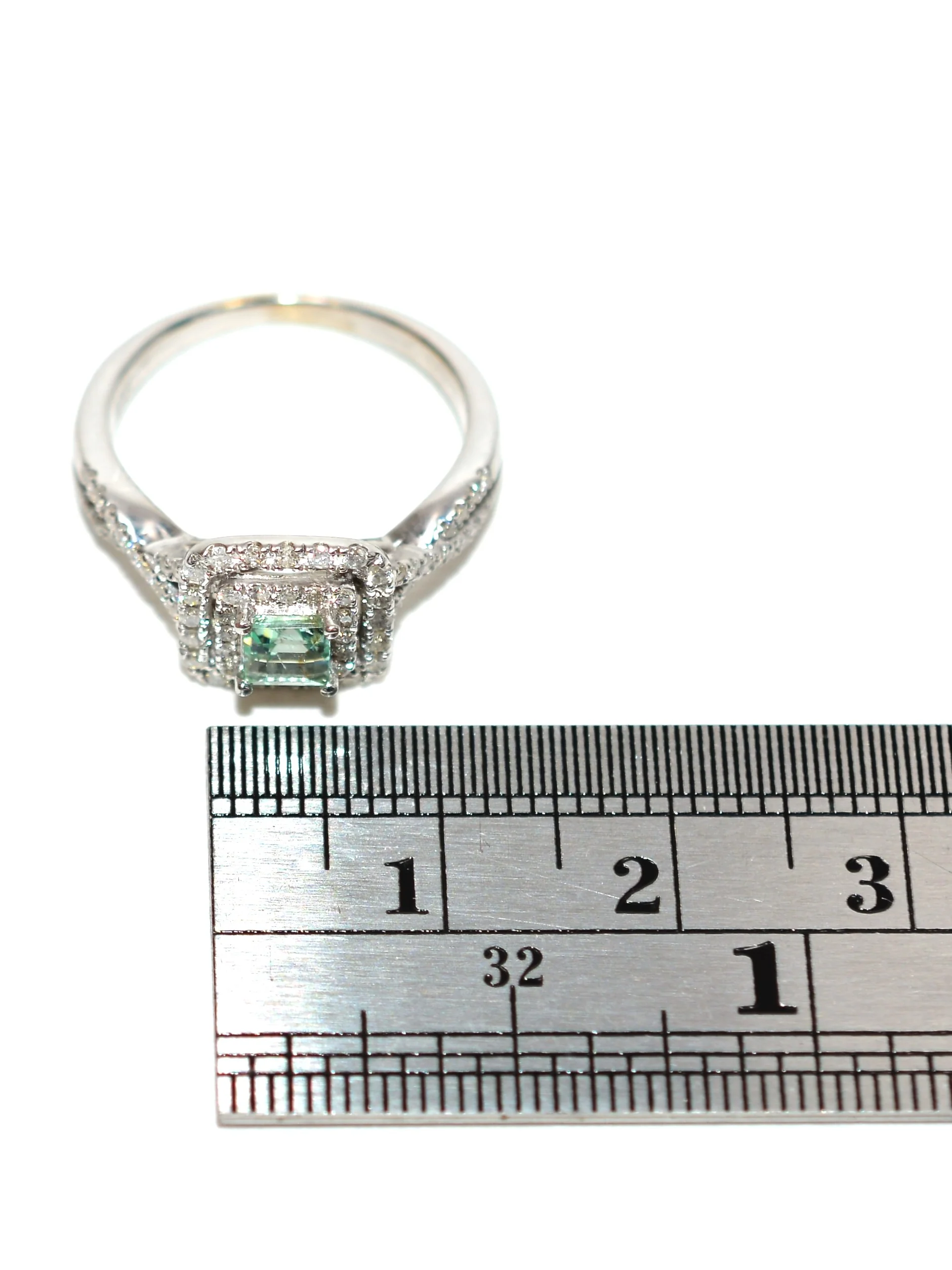 Natural Paraiba Tourmaline & Diamond Ring 10K White Gold .53tcw Blue Gemstone Engagement Bridal Wedding Cocktail Ring Statement Ring Estate - Image 10