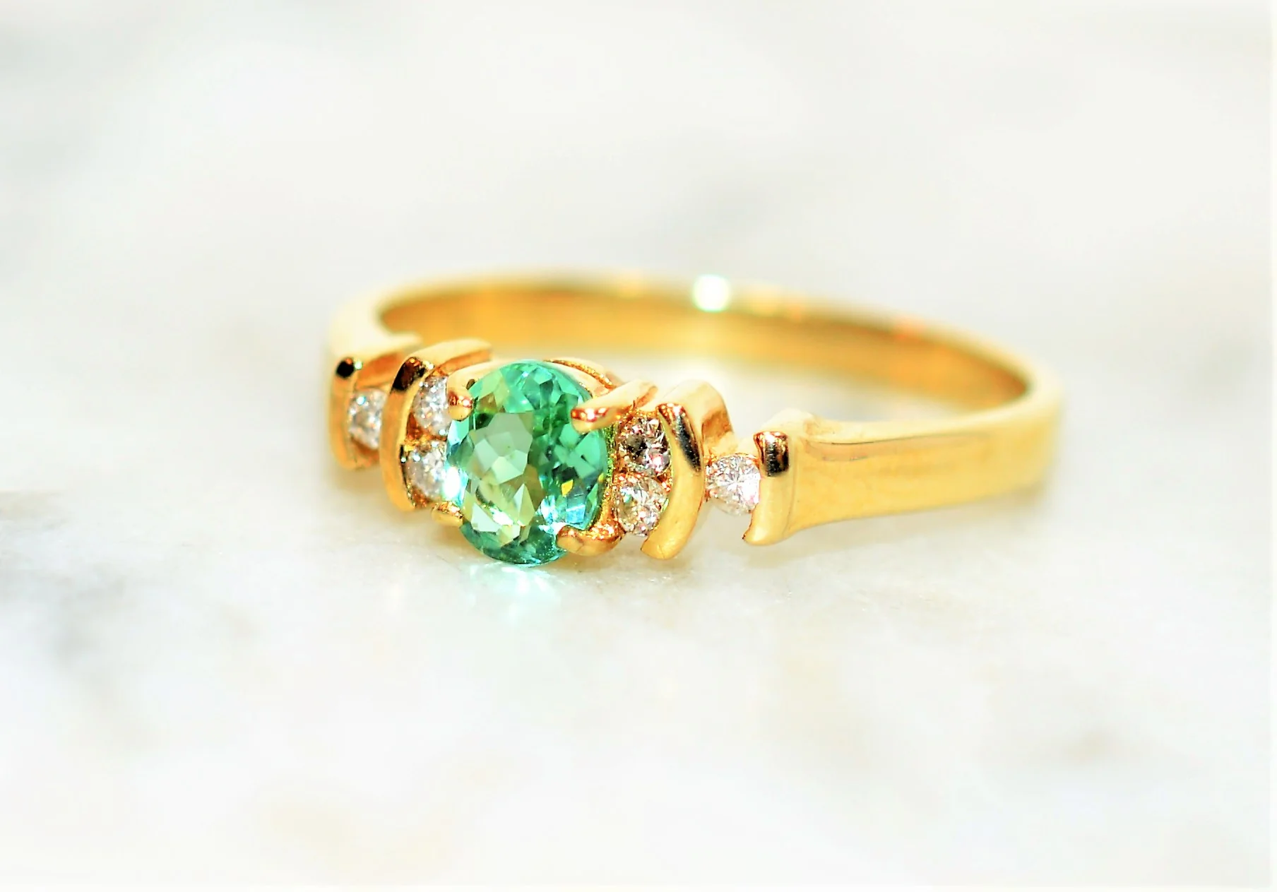 Natural Paraiba Tourmaline & Diamond Ring 14K Solid Gold .44tcw Gemstone Women's Ring Jewellery Statement Ring Fine Jewelry - Image 8