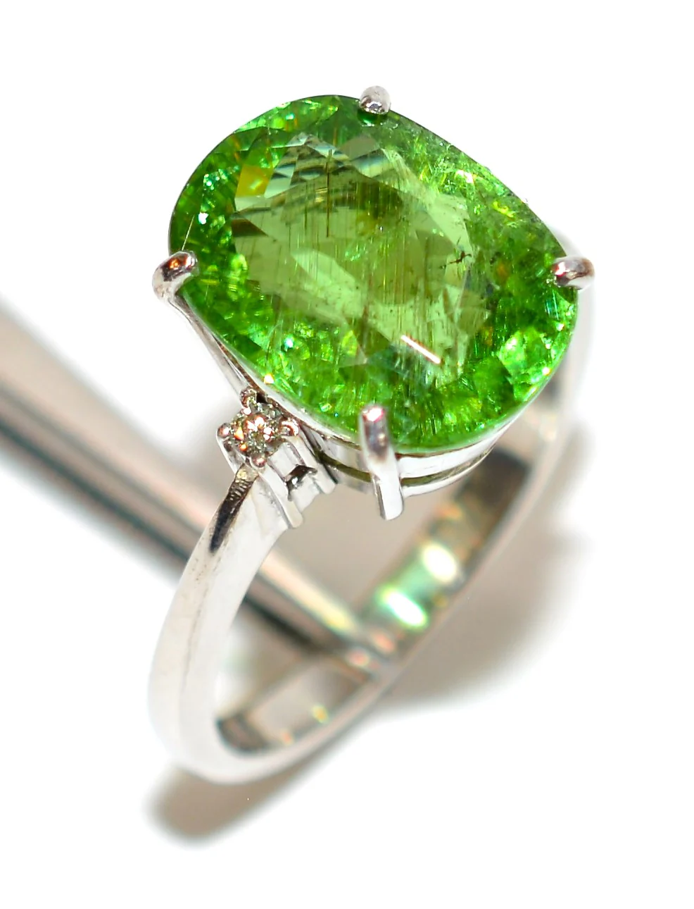 RESERVED for Andre $2000 down with $2800 balance Natural Paraiba Tourmaline & Diamond Ring 18K Solid White Gold 5.45tcw Gemstone Ring - Image 4