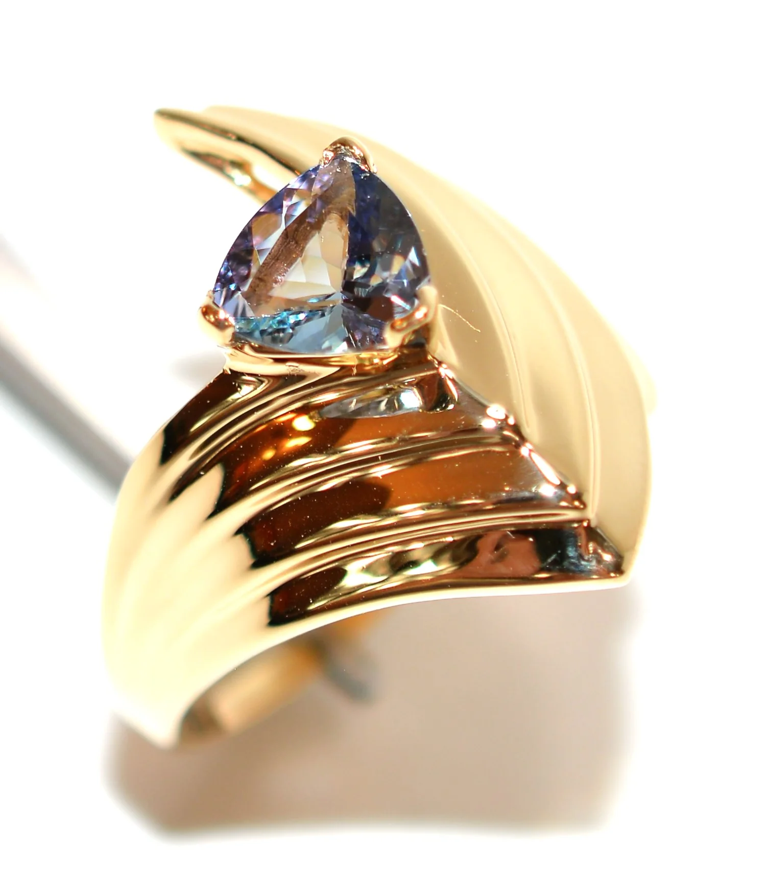 Natural Peacock Tanzanite Ring 14K Solid Gold 1.14ct Gemstone Ring Solitaire Ring December Birthstone Ring Vintage Ring Statement Jewellery - Image 4