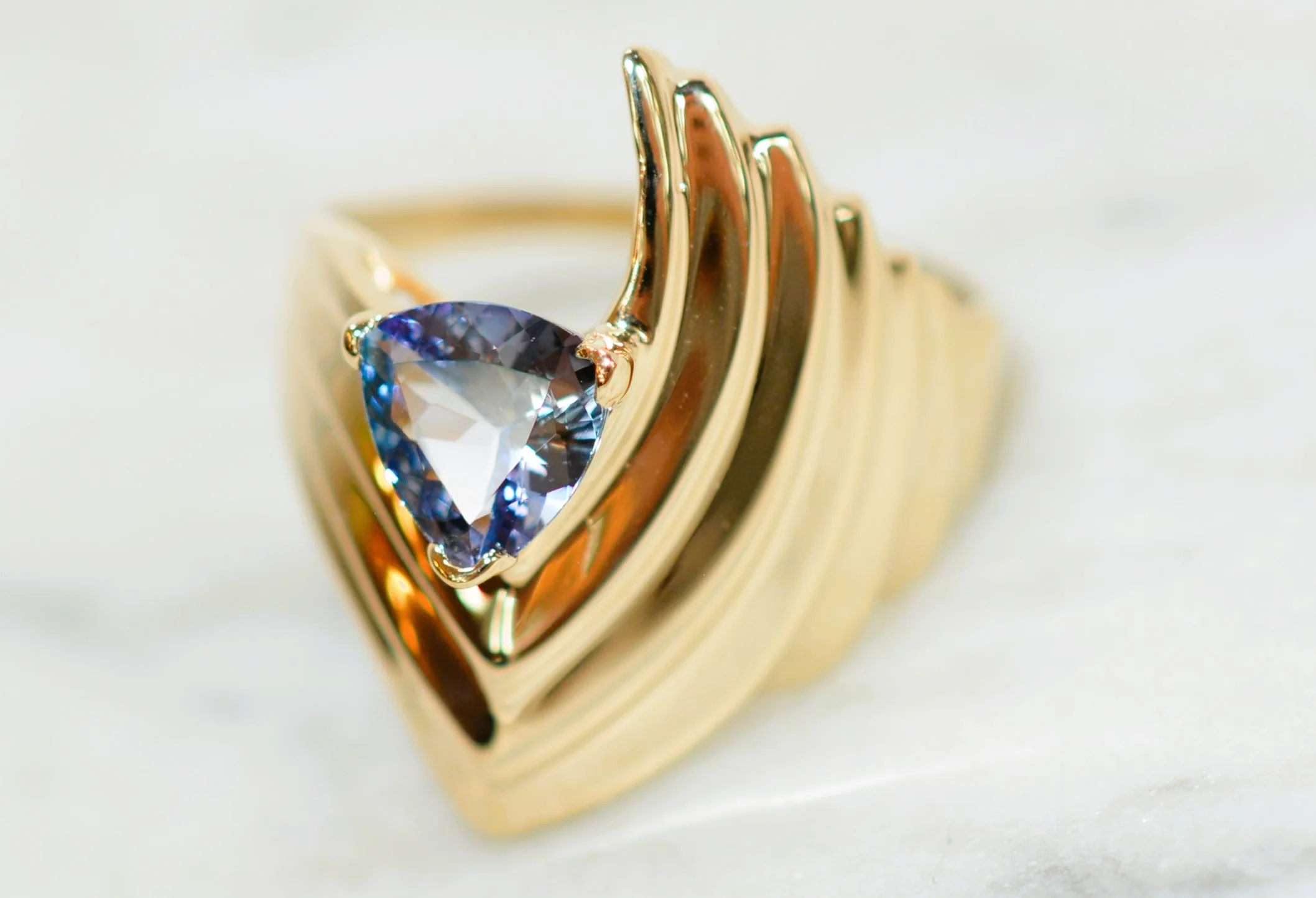 Natural Peacock Tanzanite Ring 14K Solid Gold 1.14ct Gemstone Ring Solitaire Ring December Birthstone Ring Vintage Ring Statement Jewellery - Image 8