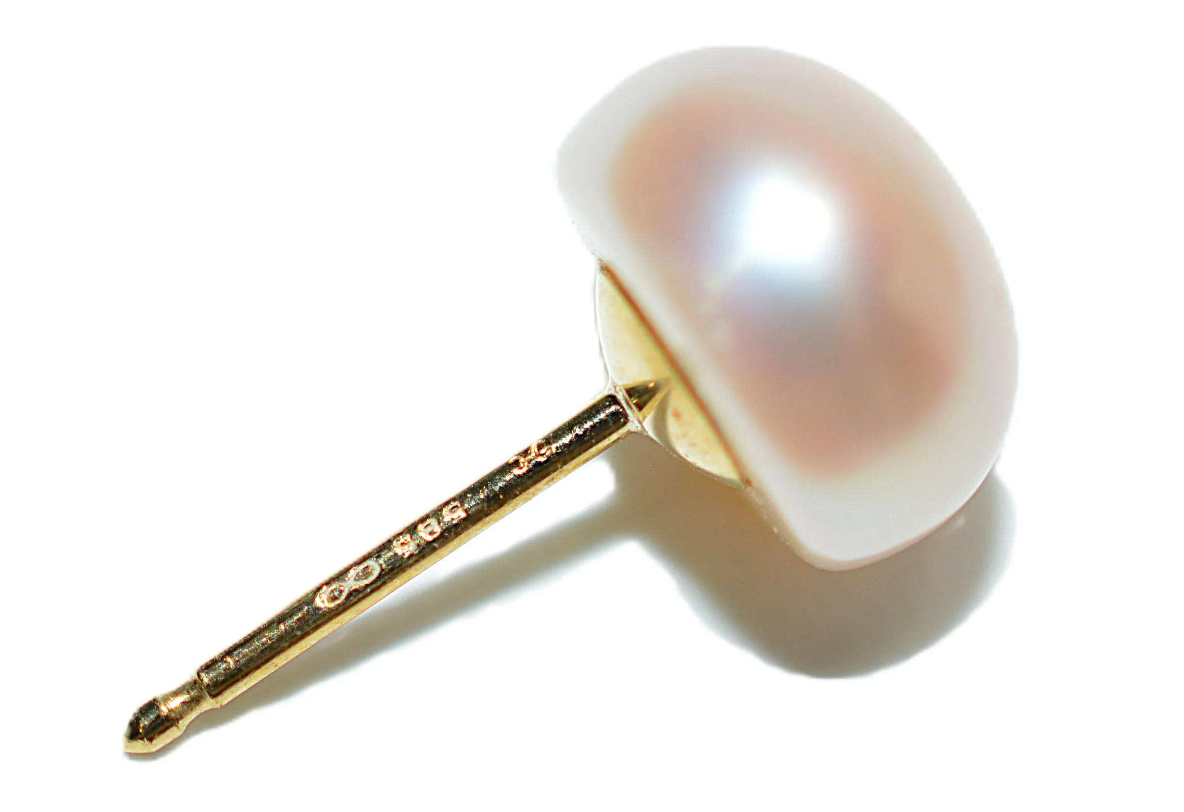 Natural Pink Pearl Earrings 14K Solid Gold Earrings Solitaire Stud Earrings Statement Vintage Estate Jewelry October Birthstone Earrings - Image 8