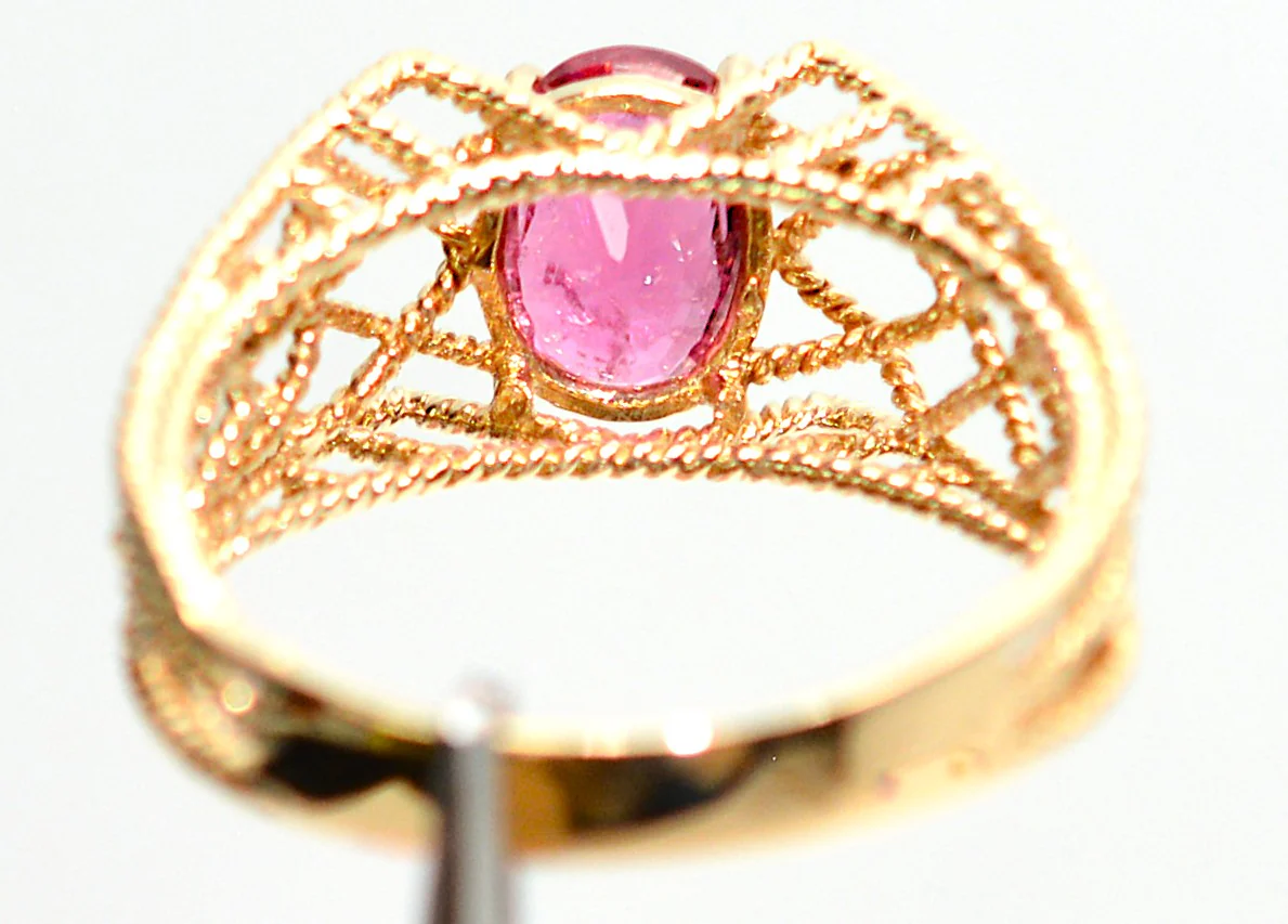 Natural Rubellite Ring 14K Solid Gold 1.03ct Pink Tourmaline Ring Antique Ring Vintage Solitaire Ring Women's Ring Birthstone Ring Jewelry - Image 7