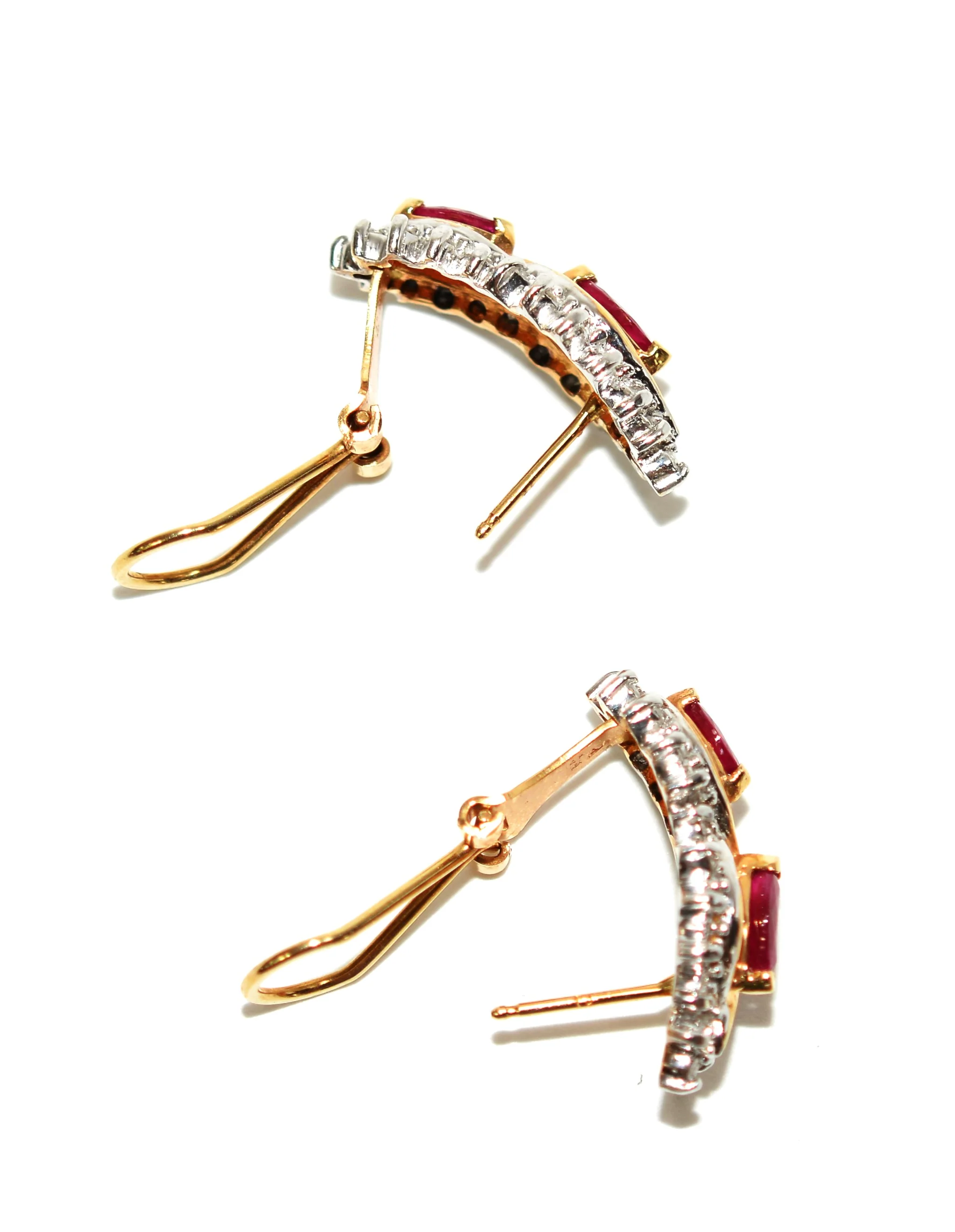 Natural Burmese Ruby & Diamond Earrings 14K Solid Gold 1.52tcw Earrings Vintage Earrings Statement Earrings Birthstone Earrings Estate Jewellery - Image 7