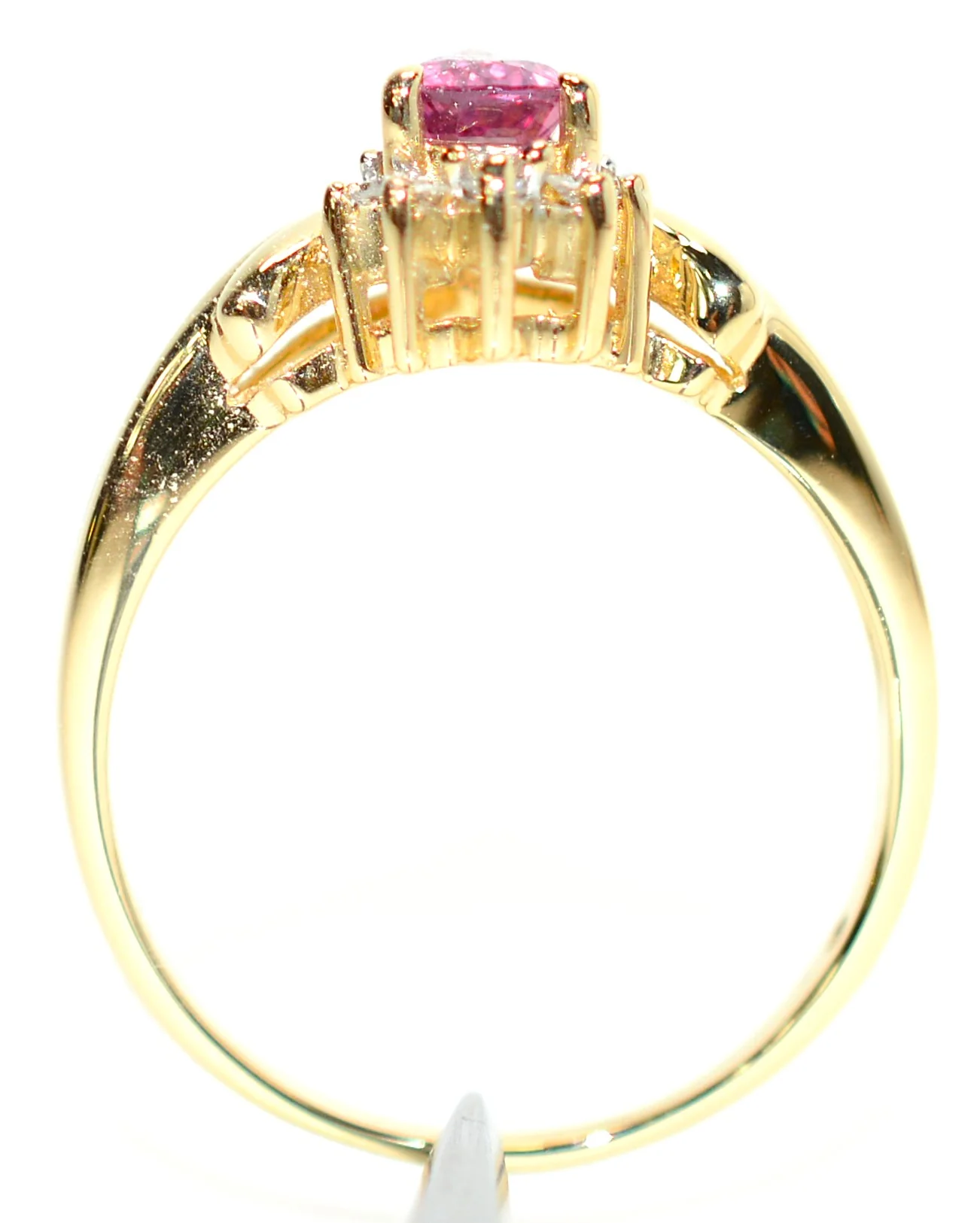 Natural Ruby & Diamond Ring 14K Gold .50tcw Promise Ring Ladies Statement Pink Gemstone Ring September Birthstone Pear - Image 3