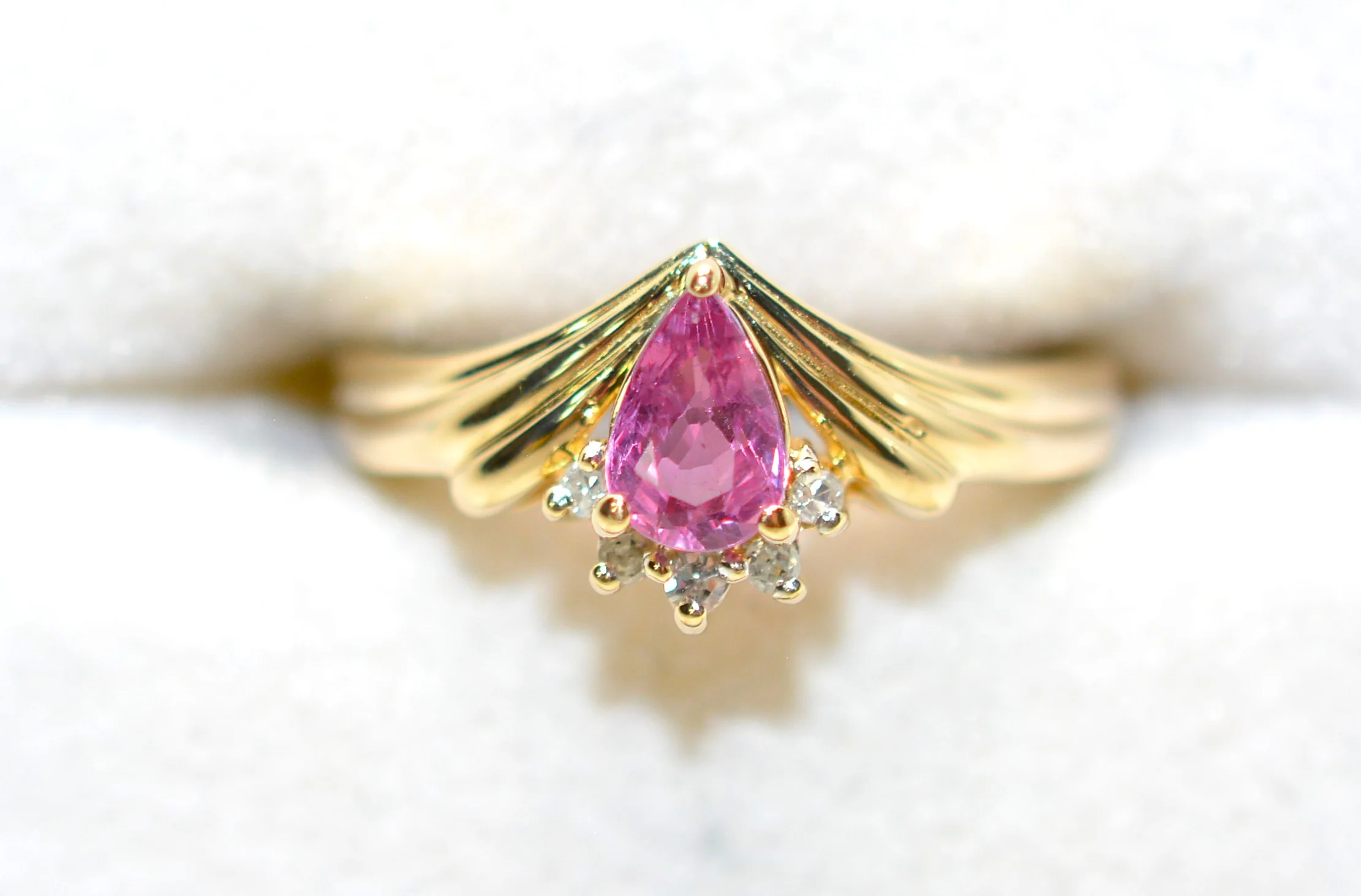 Natural Ruby & Diamond Ring 14K Gold .50tcw Promise Ring Ladies Statement Pink Gemstone Ring September Birthstone Pear - Image 5