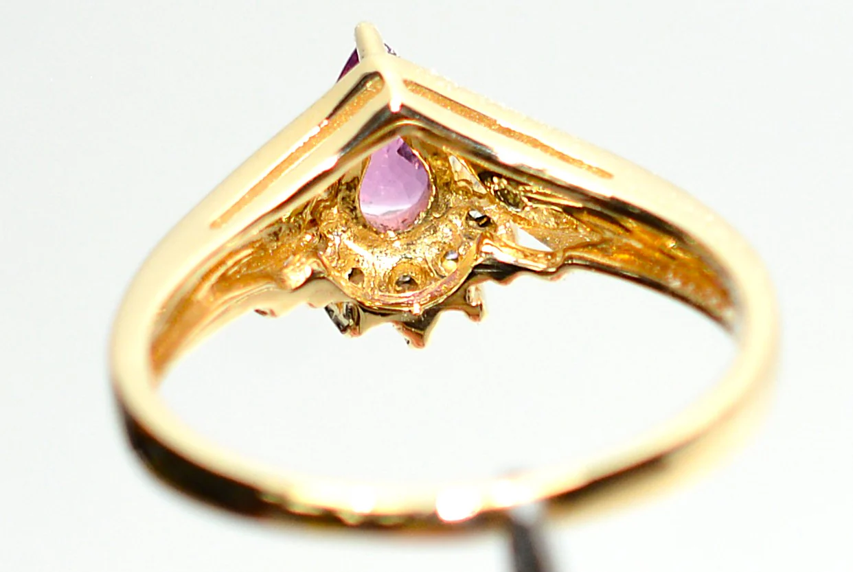 Natural Ruby & Diamond Ring 14K Gold .50tcw Promise Ring Ladies Statement Pink Gemstone Ring September Birthstone Pear - Image 7