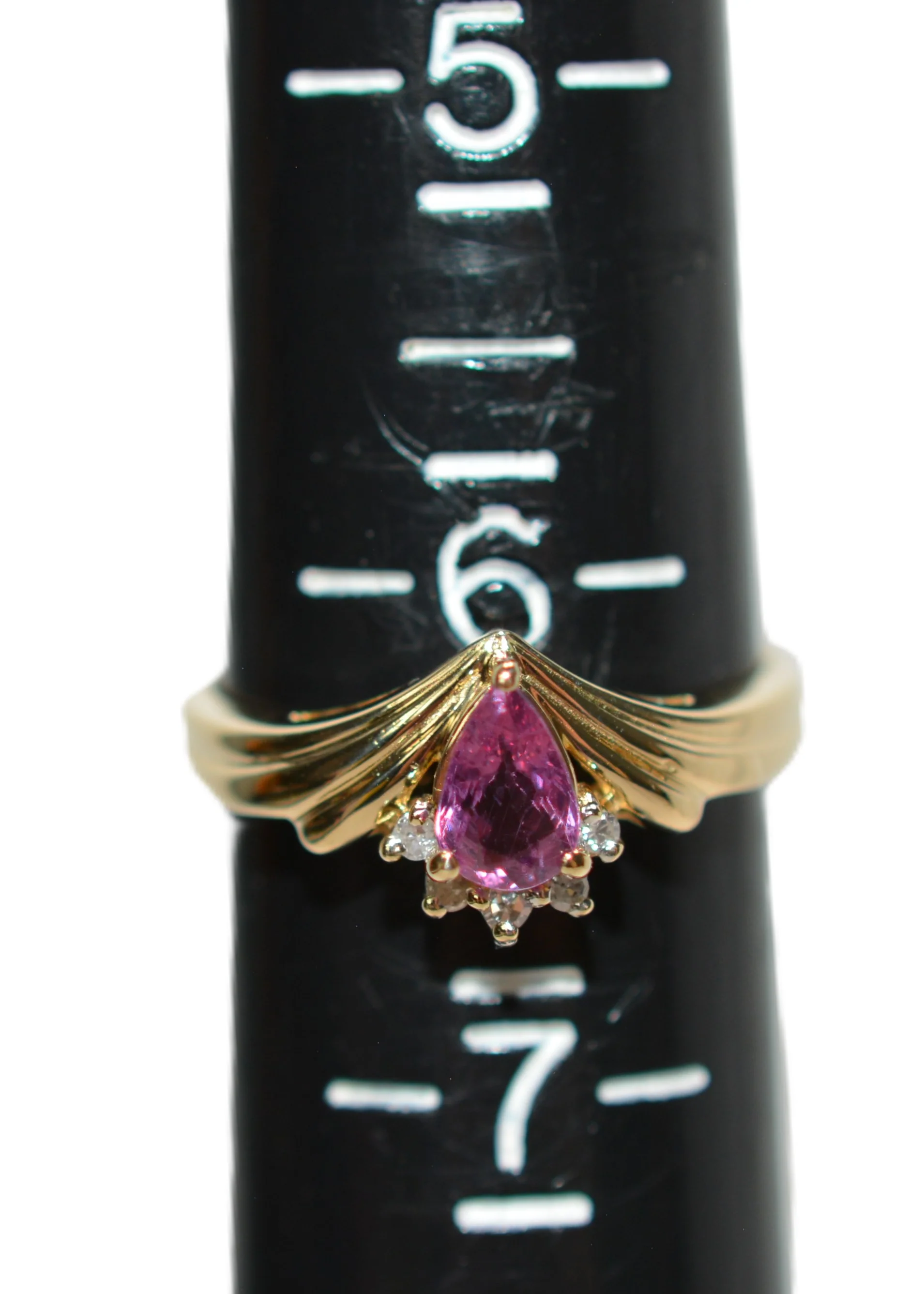 Natural Ruby & Diamond Ring 14K Gold .50tcw Promise Ring Ladies Statement Pink Gemstone Ring September Birthstone Pear - Image 9