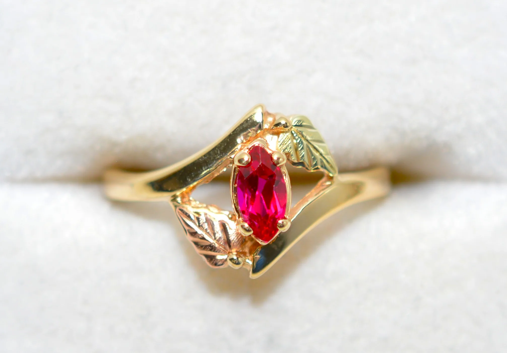 Natural Ruby Ring 10K Solid Gold .43ct Black Hills Gold Ring July Birthstone Tri Tone Gold Tri Colored Gold Solitaire Ring Boho Ring USA - Image 5