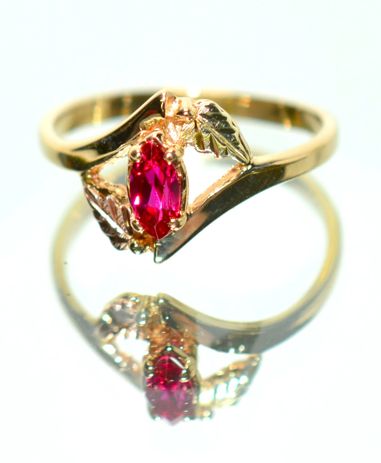 Natural Ruby Ring 10K Solid Gold .43ct Black Hills Gold Ring July Birthstone Tri Tone Gold Tri Colored Gold Solitaire Ring Boho Ring USA - Image 8