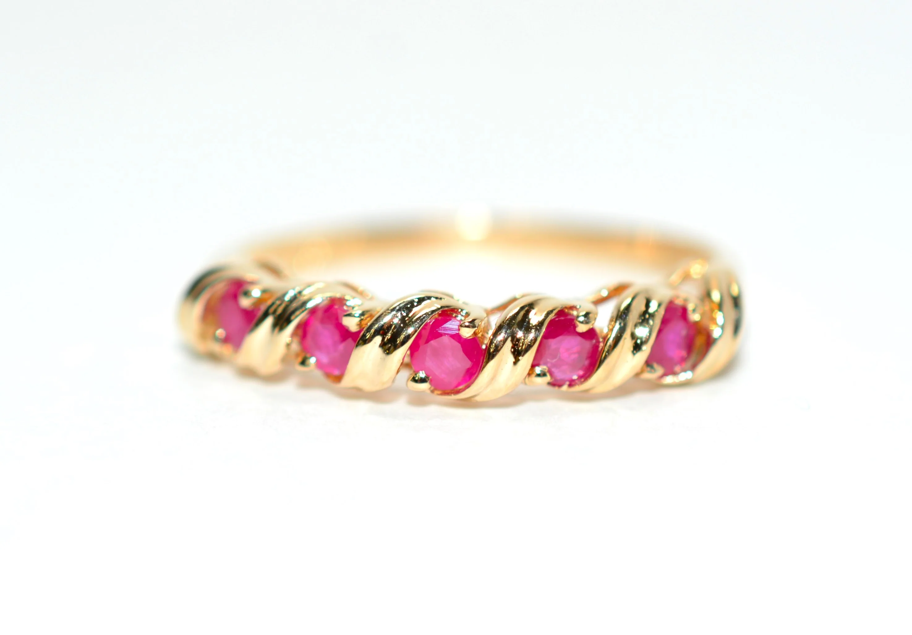 Natural Ruby Ring 14K Solid Gold .35tcw Ruby Band July Birthstone Red Gemstone Ring Engagement Ring Vintage Womens Ring Wedding Band Estate