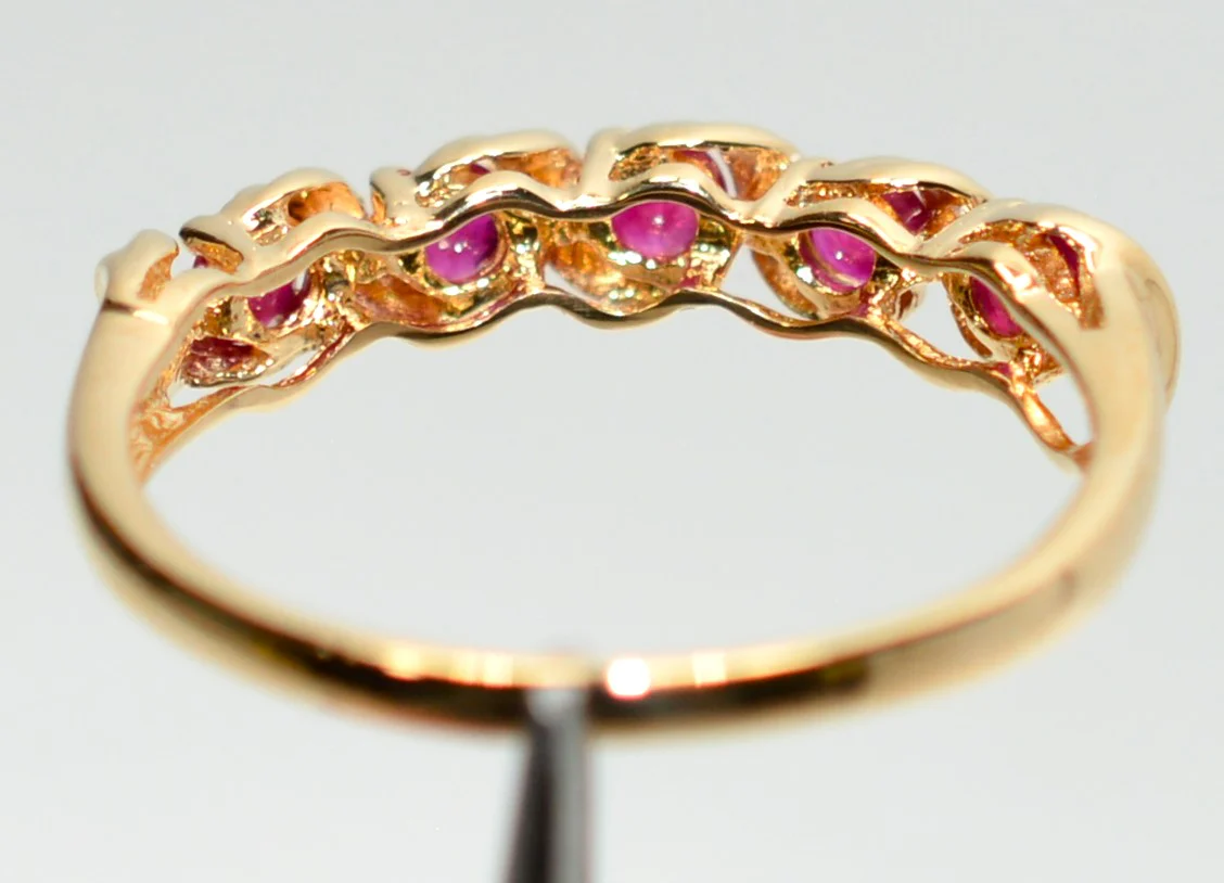 Natural Ruby Ring 14K Solid Gold .35tcw Ruby Band July Birthstone Red Gemstone Ring Engagement Ring Vintage Womens Ring Wedding Band Estate - Image 7