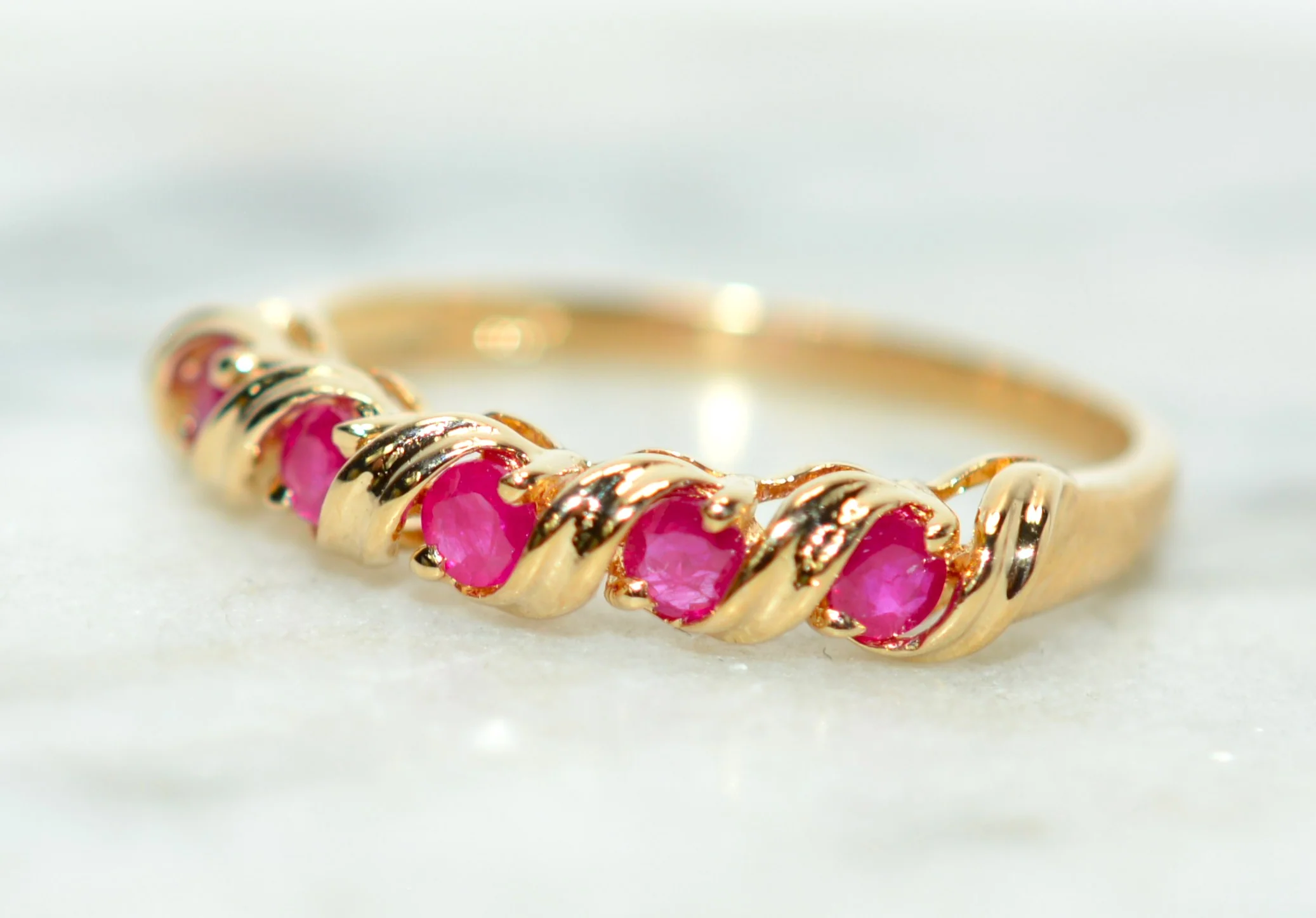 Natural Ruby Ring 14K Solid Gold .35tcw Ruby Band July Birthstone Red Gemstone Ring Engagement Ring Vintage Womens Ring Wedding Band Estate - Image 8