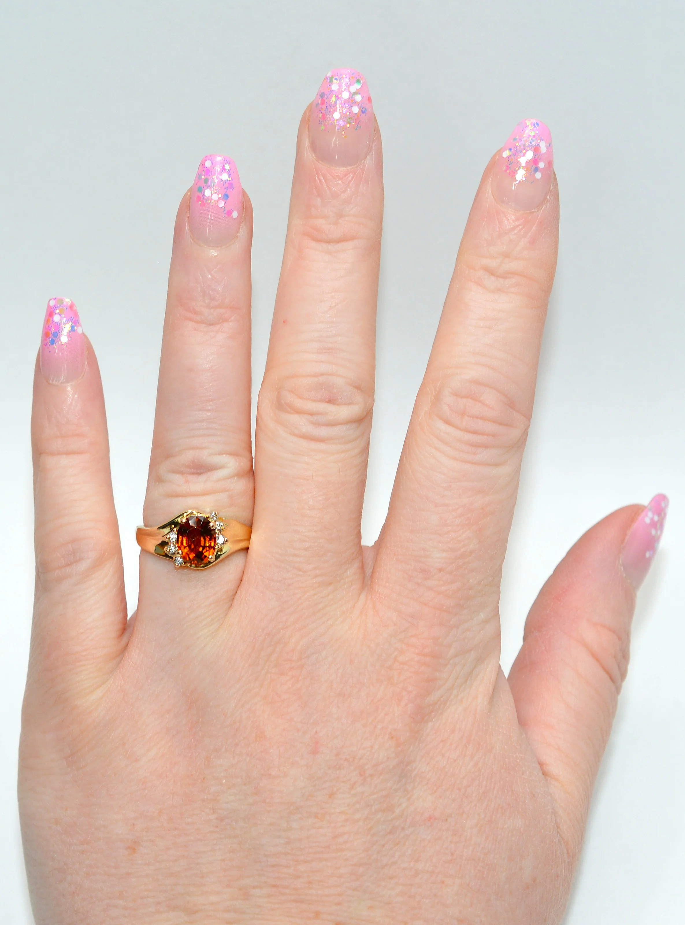 Natural Spessartine Mandarin Garnet & Diamond Ring 14K Solid Gold 1.73tcw Fanta Garnet Ring Orange Ring January Birthstone Ring Women's Ring - Image 2
