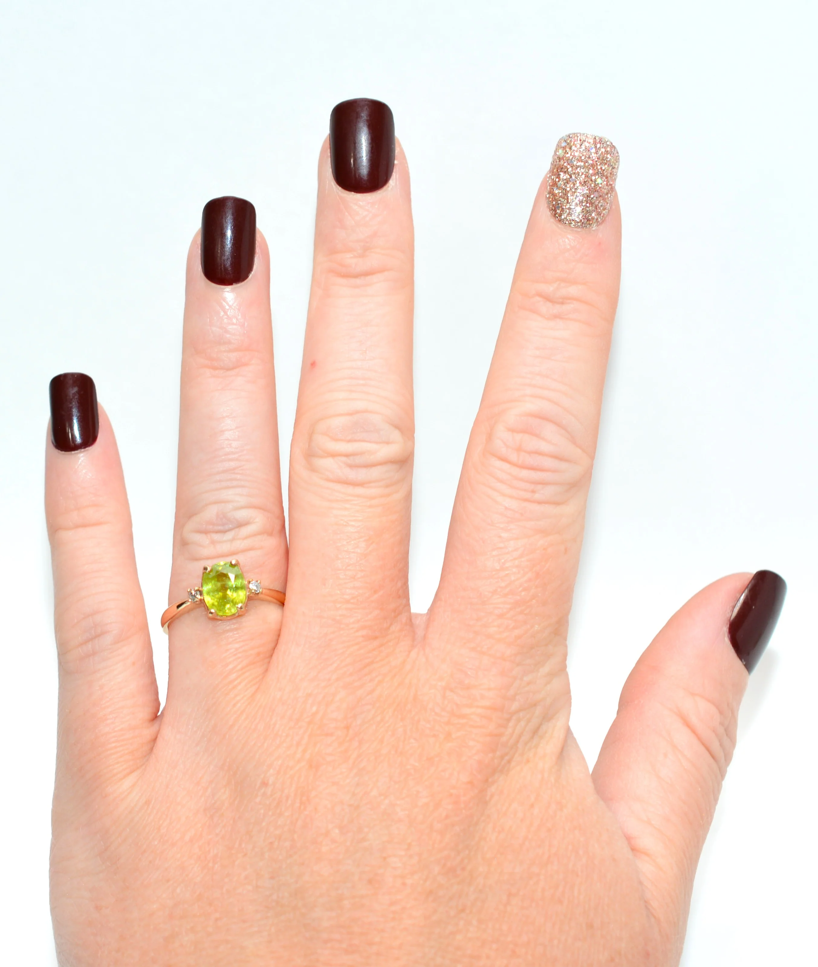 Natural Sphene & Diamond Ring 14K Solid Gold Ring 1.50tcw Gemstone Ring Titanite Ring Solitaire Ring Yellow Ring Green Ring Womens Ring Jewelry - Image 2